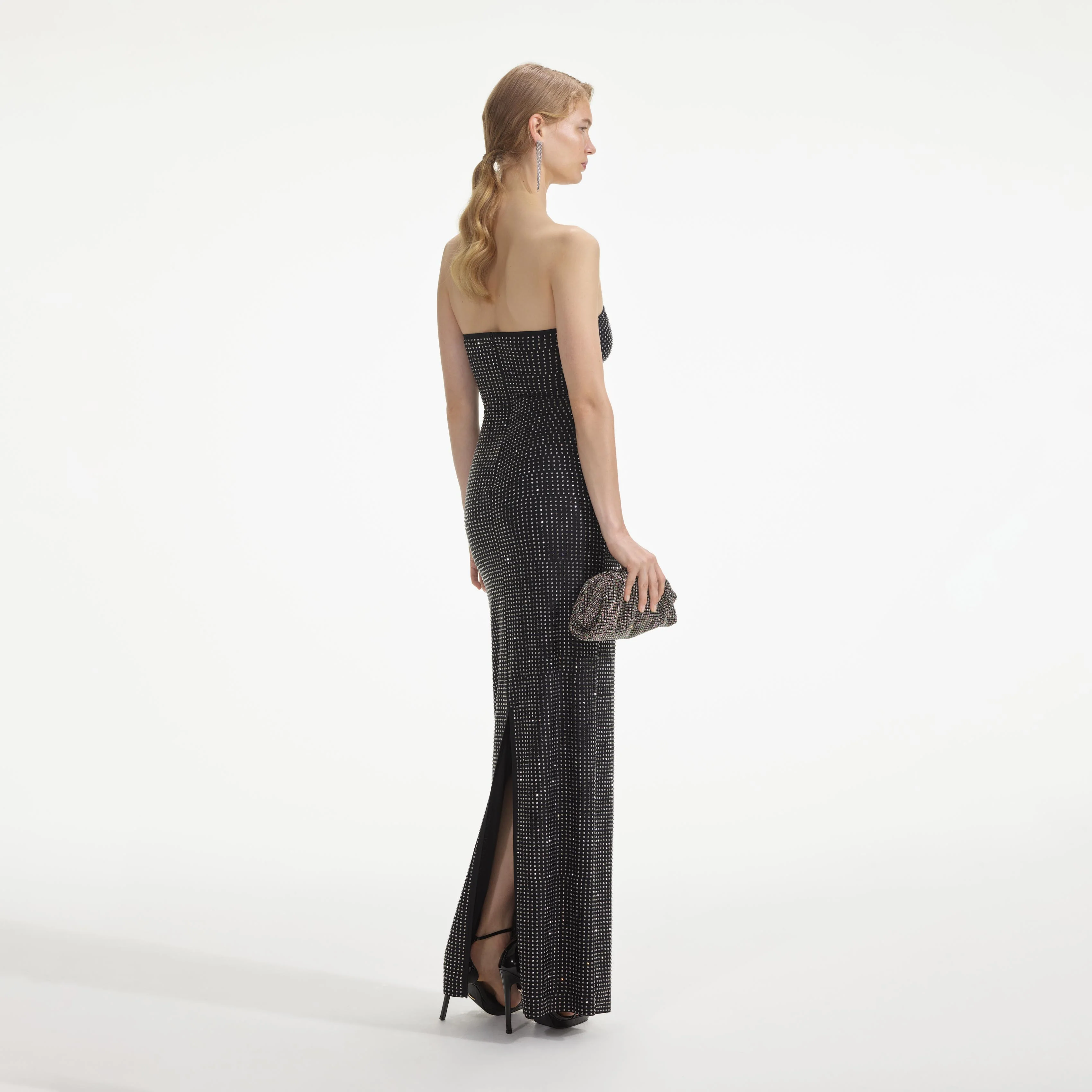 Black Jersey Rhinestone Maxi Dress - Image 3