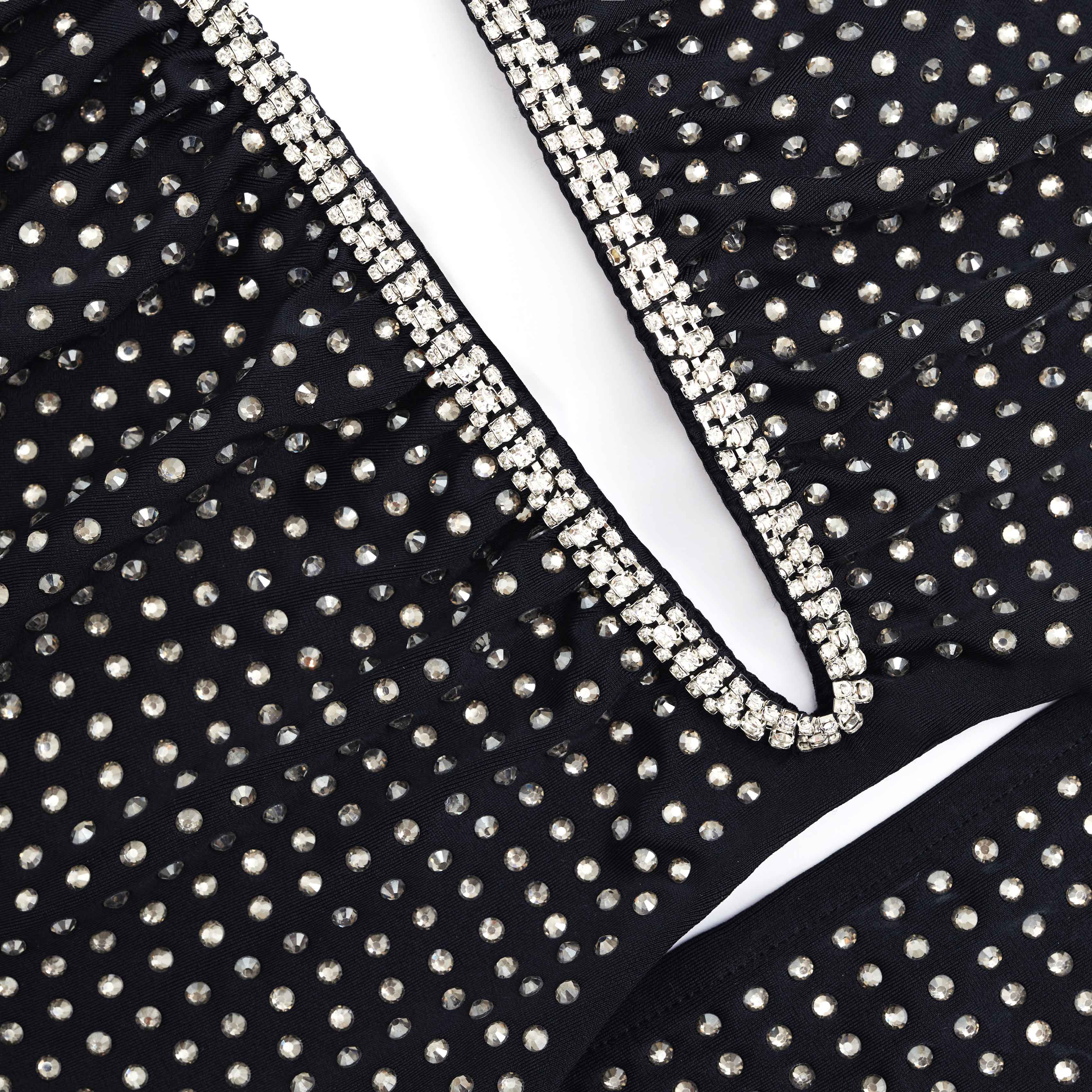 Black Jersey Rhinestone Maxi Dress - Image 5