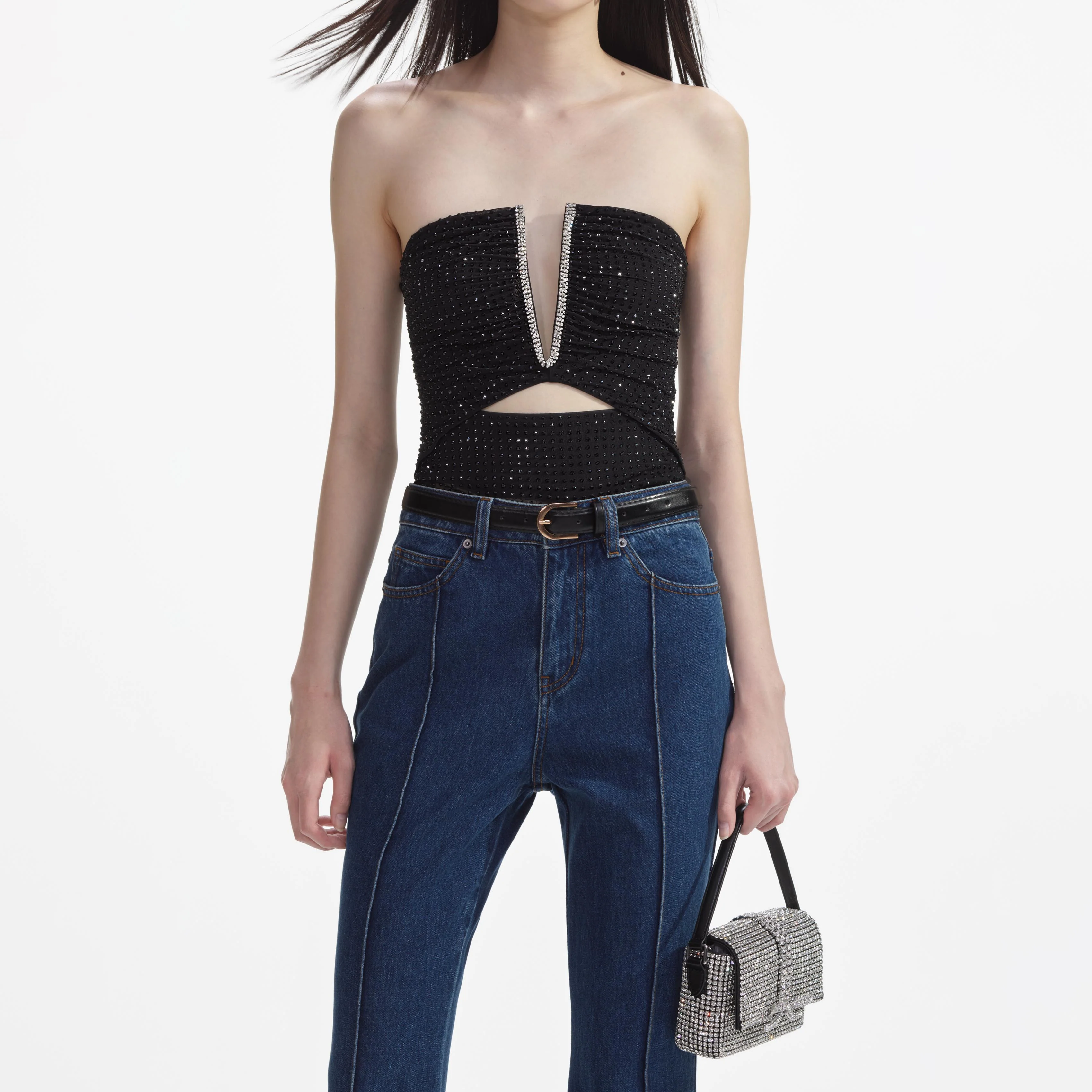 Black Jersey Rhinestone Top - Image 4