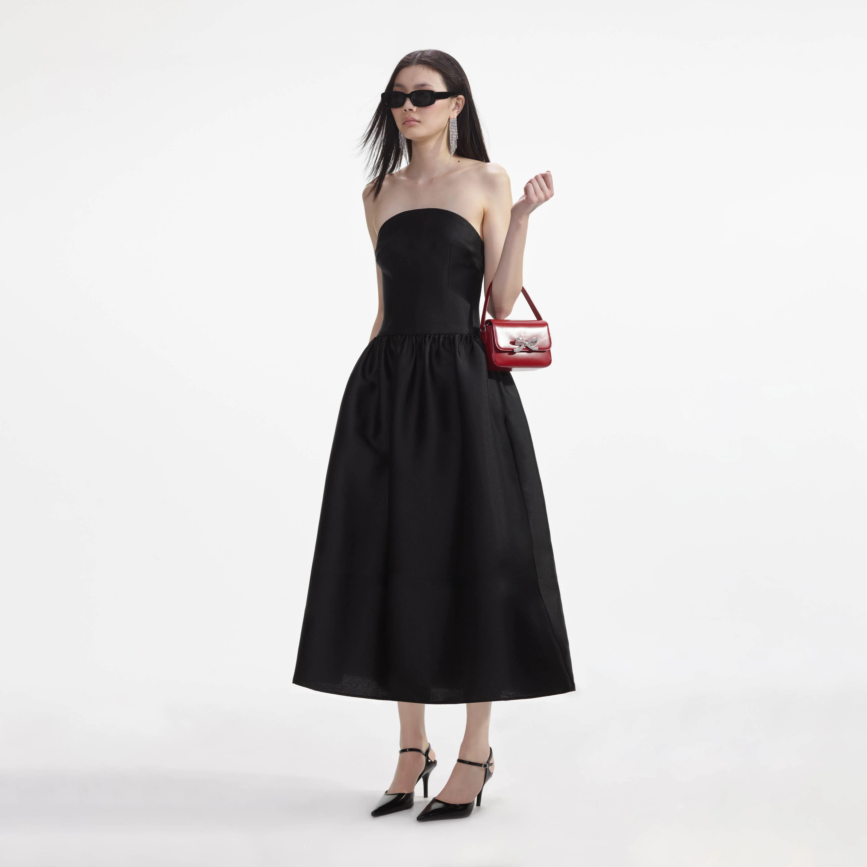 Black Taffeta Midi Dress - Image 2