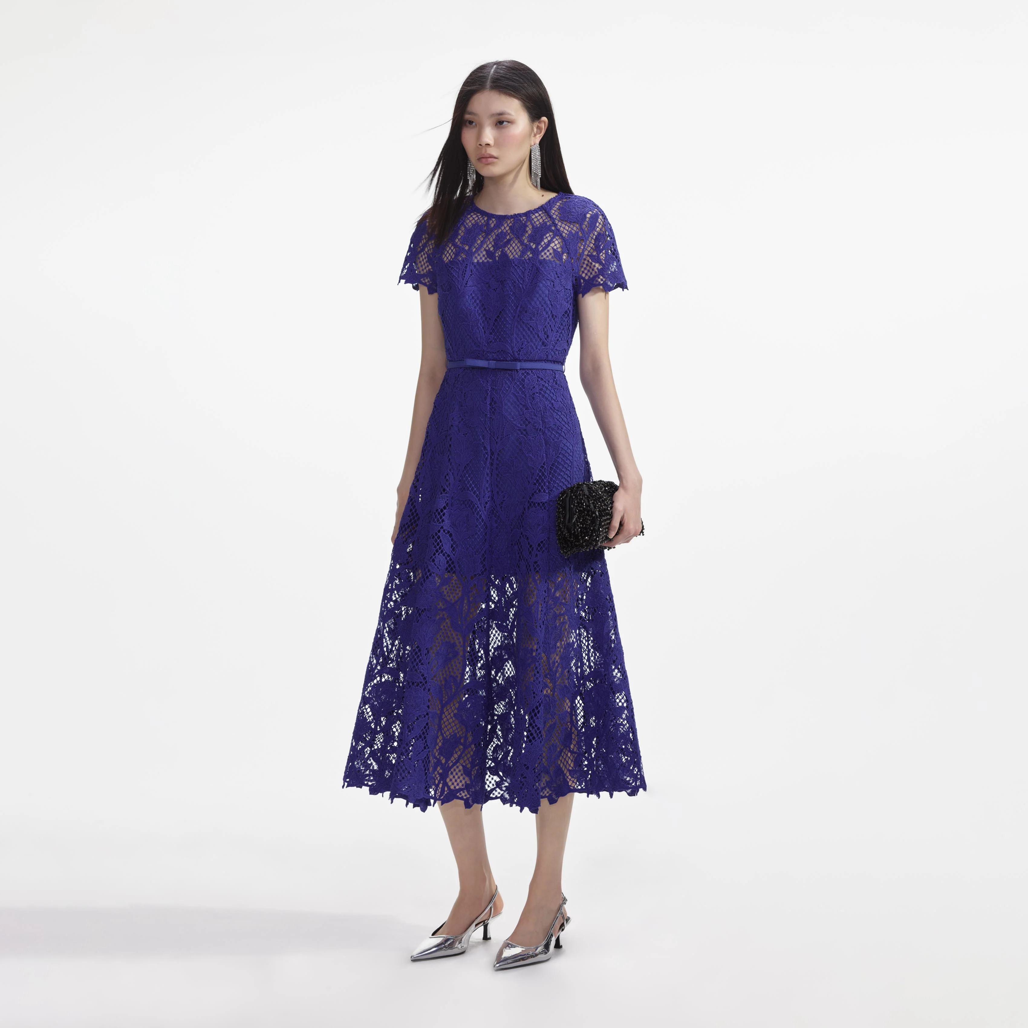 Cobalt Lace Midi Dress - Image 2