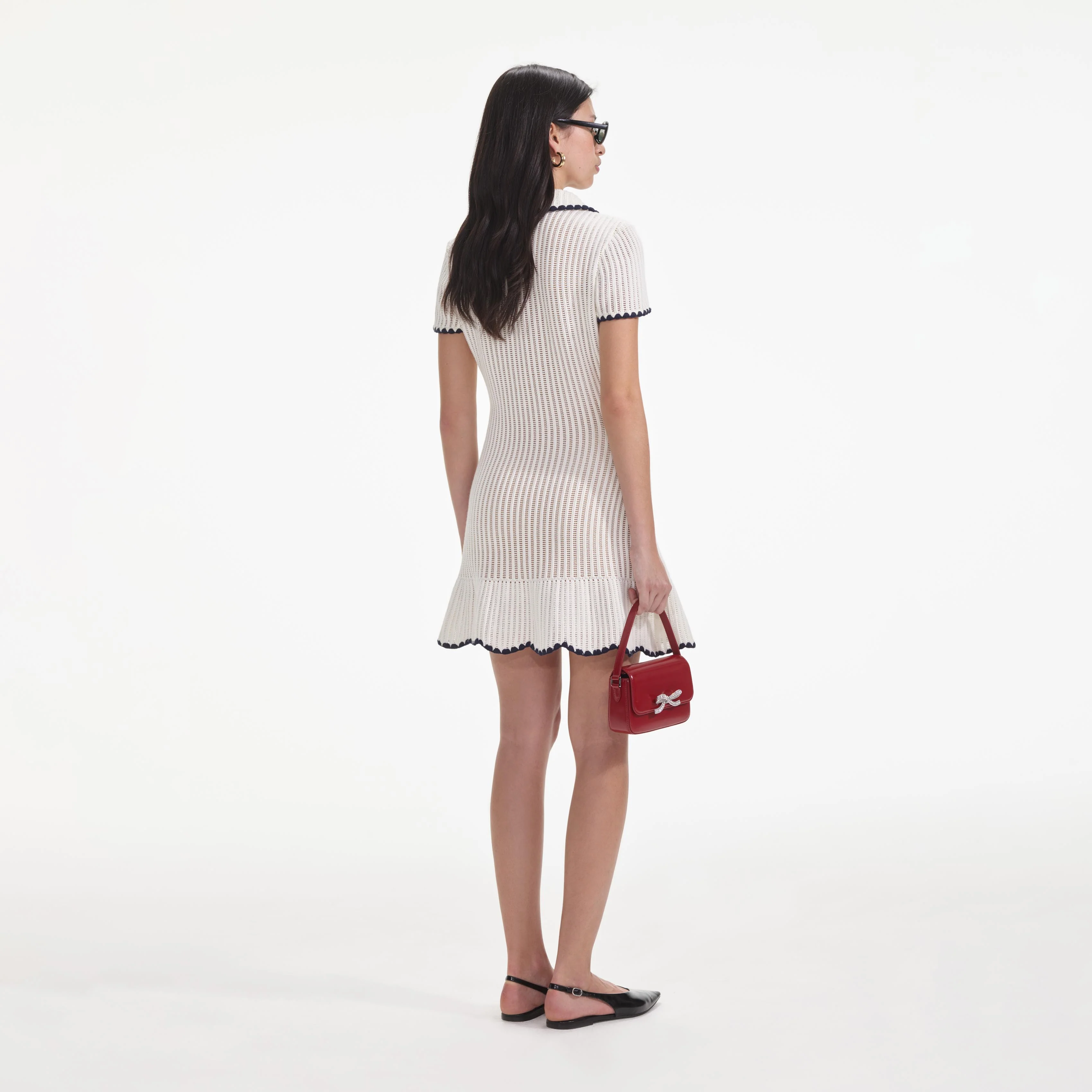 Cream Crochet Collared Mini Dress - Image 3