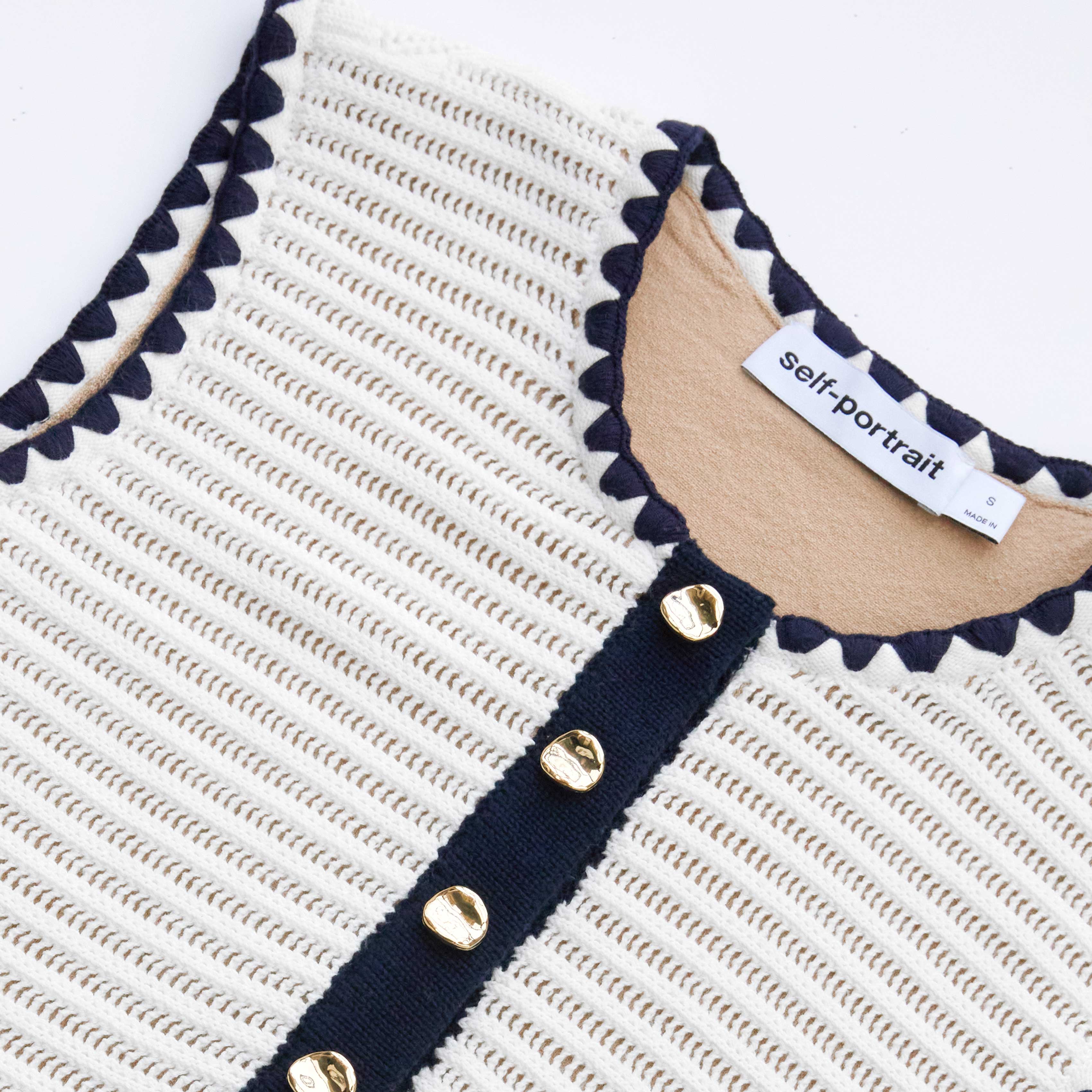 Cream Crochet Contrast Trim Mini Dress - Image 5