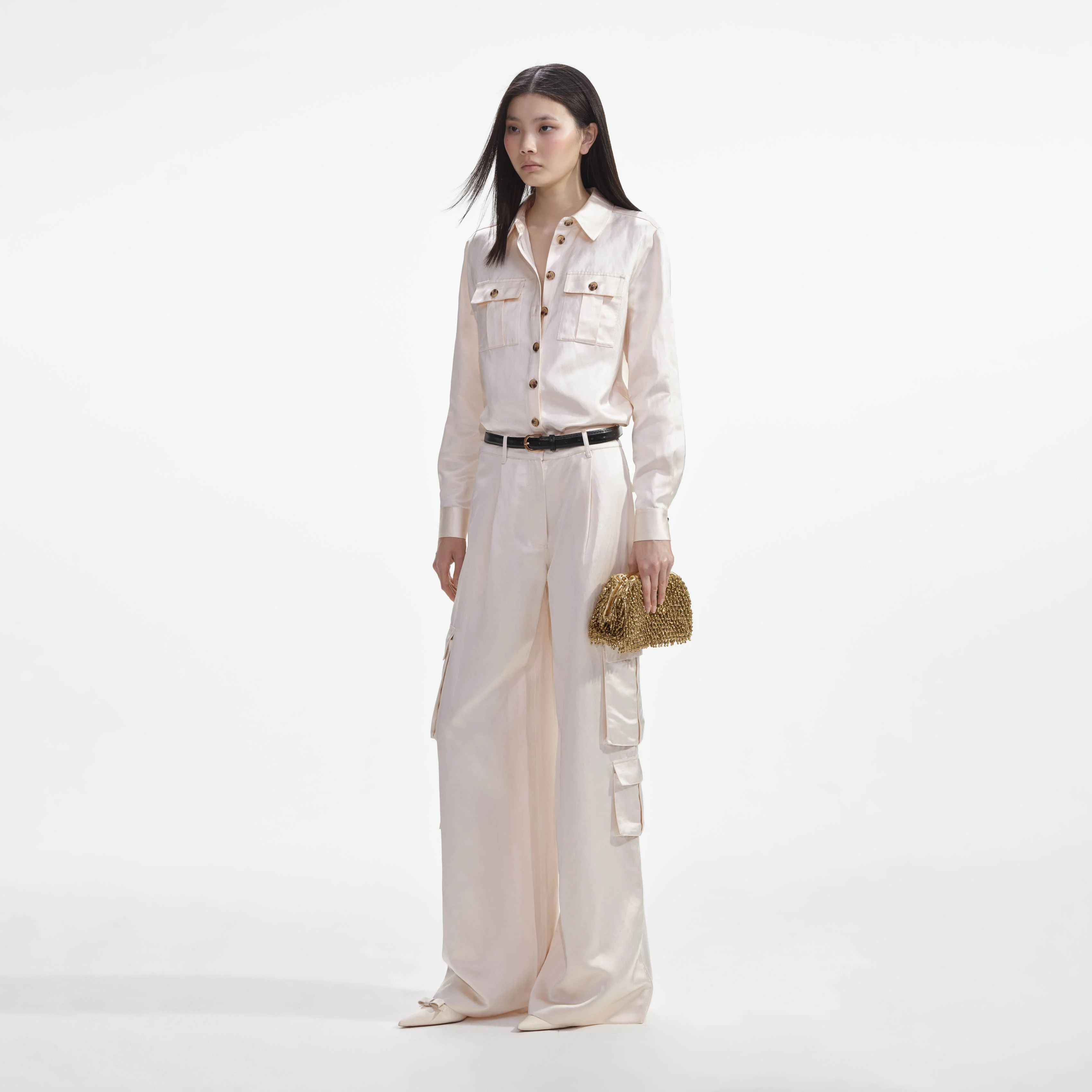 Cream Satin Shirt - Image 2