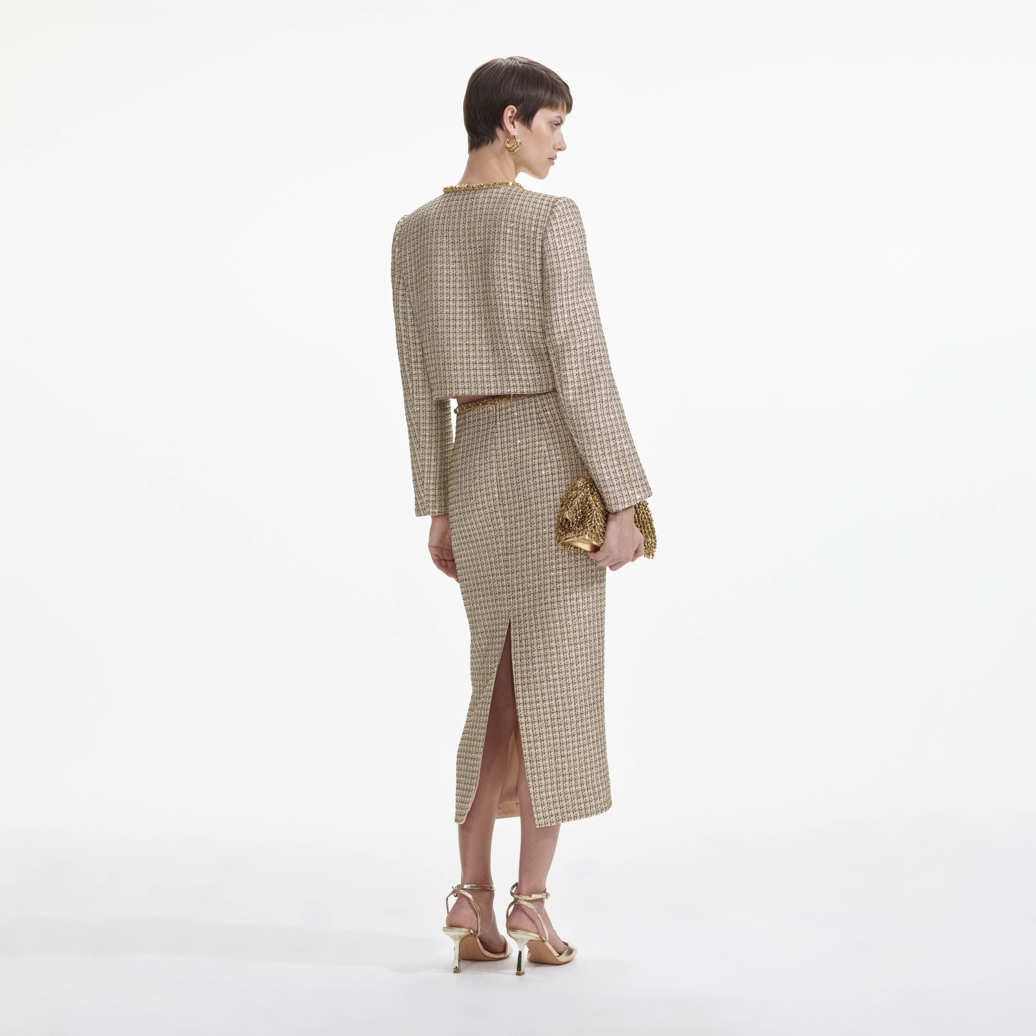Gold Boucle Midi Skirt - Image 3