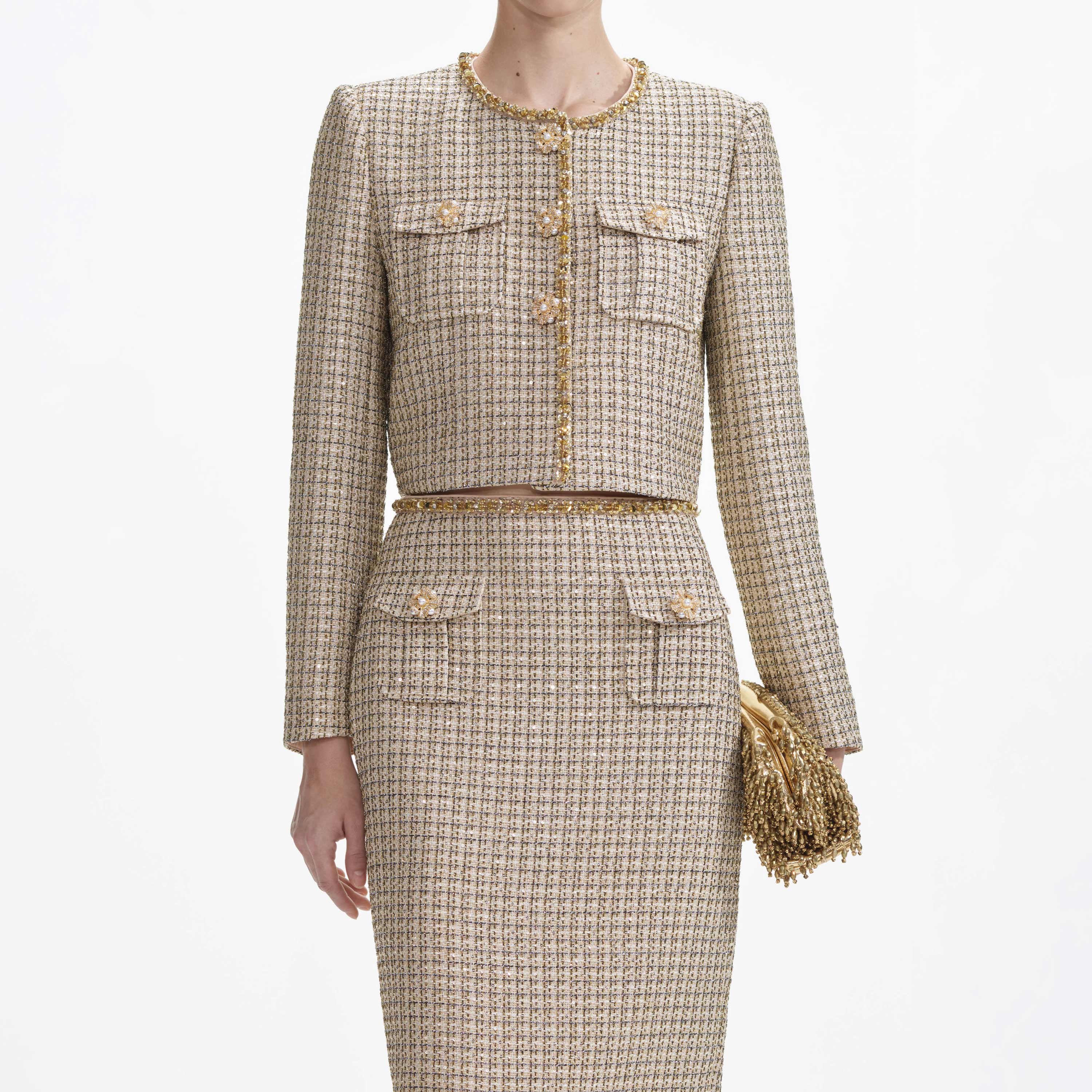 Gold Boucle Midi Skirt - Image 4