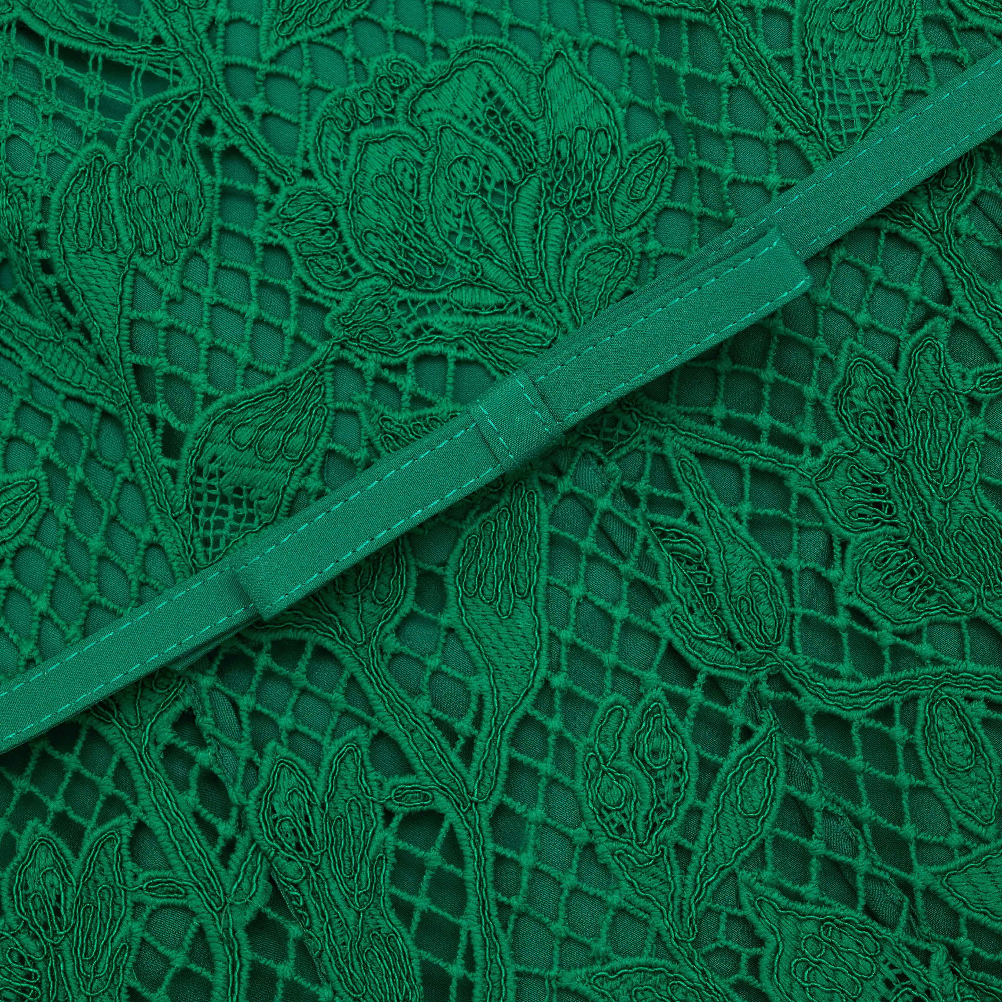 Green Lace Sleeveless Midi Dress - Image 5