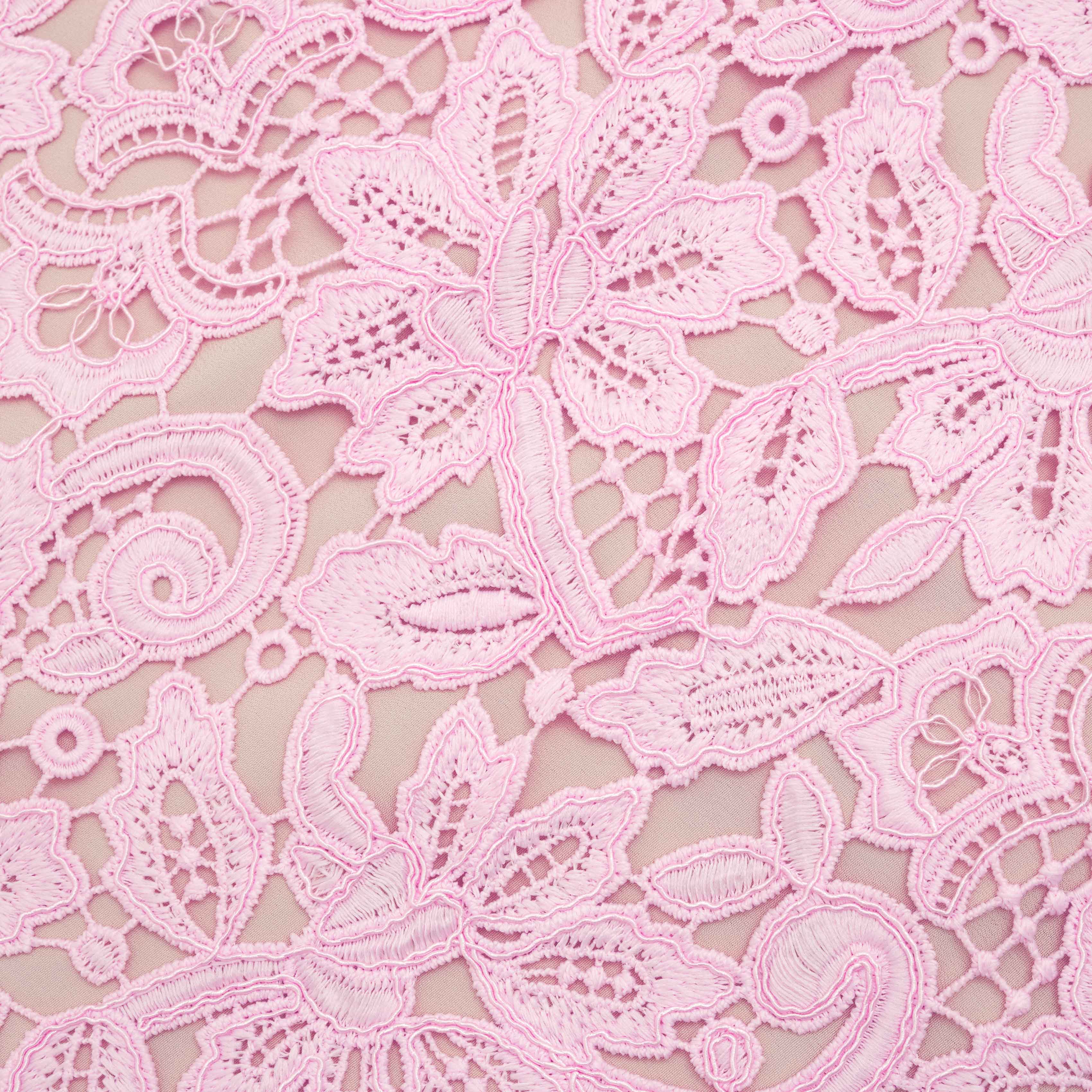 Pink Floral Lace Sleeveless Mini Dress - Image 5