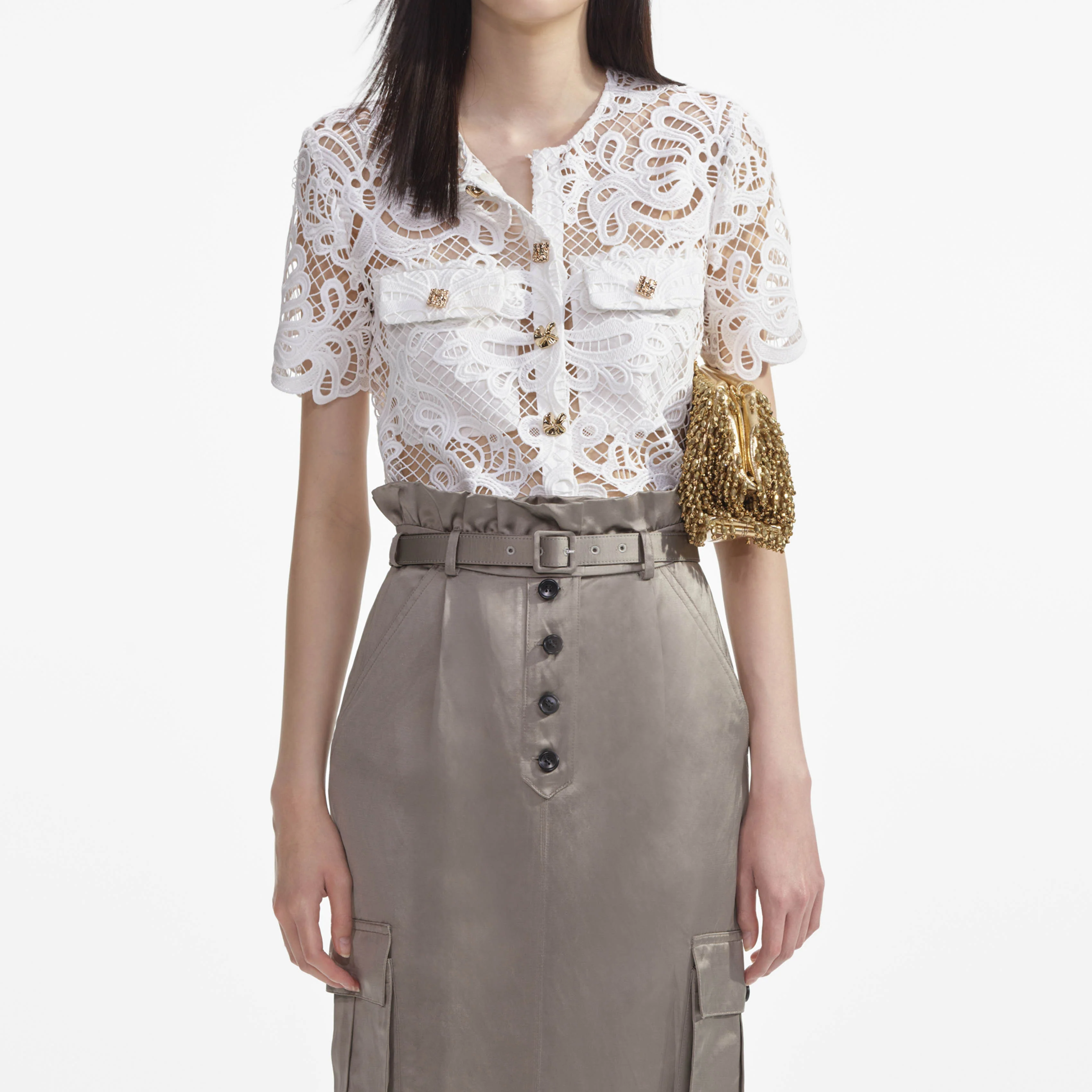Satin Cargo Midi Skirt - Image 4