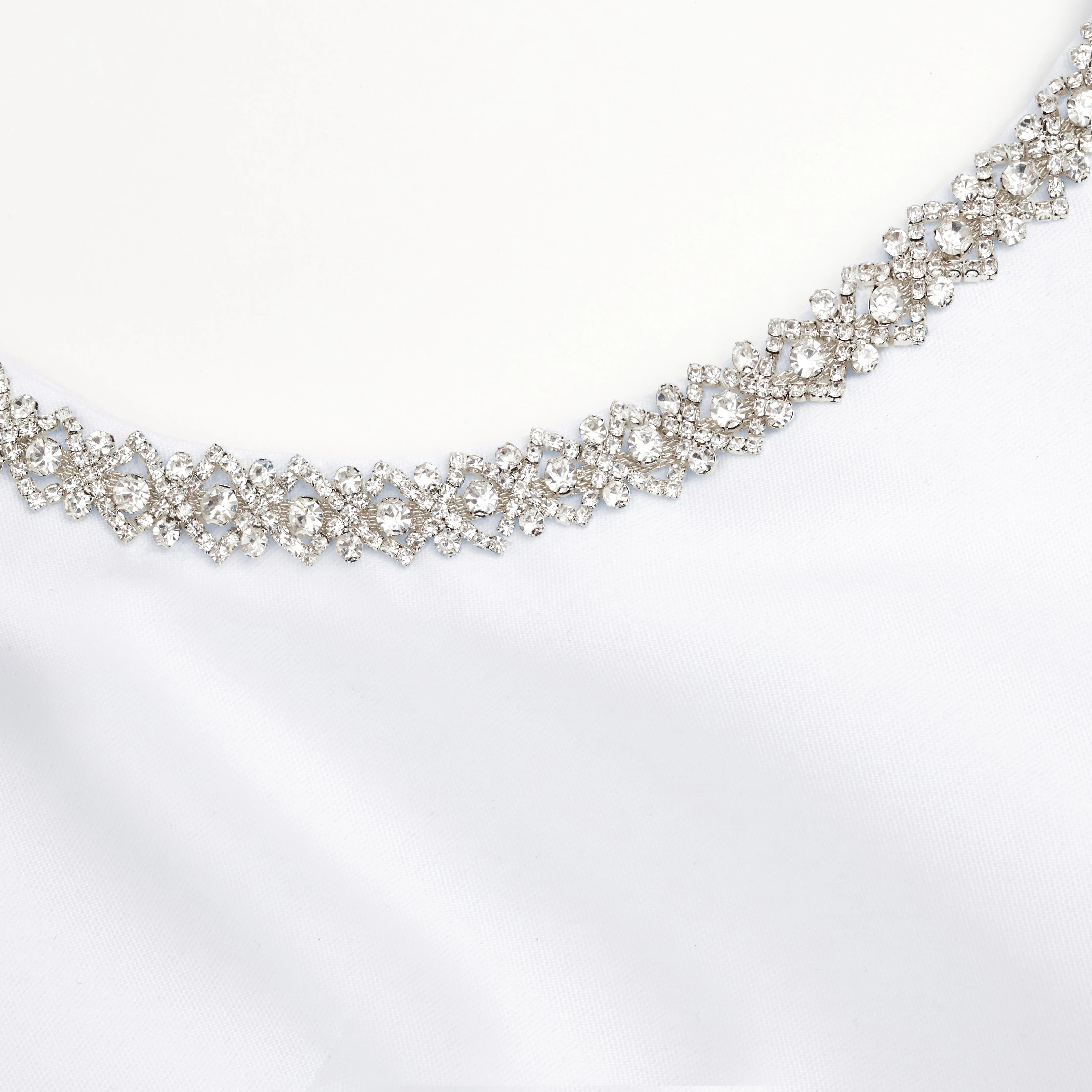 White Taffeta Diamante Midi Dress - Image 5