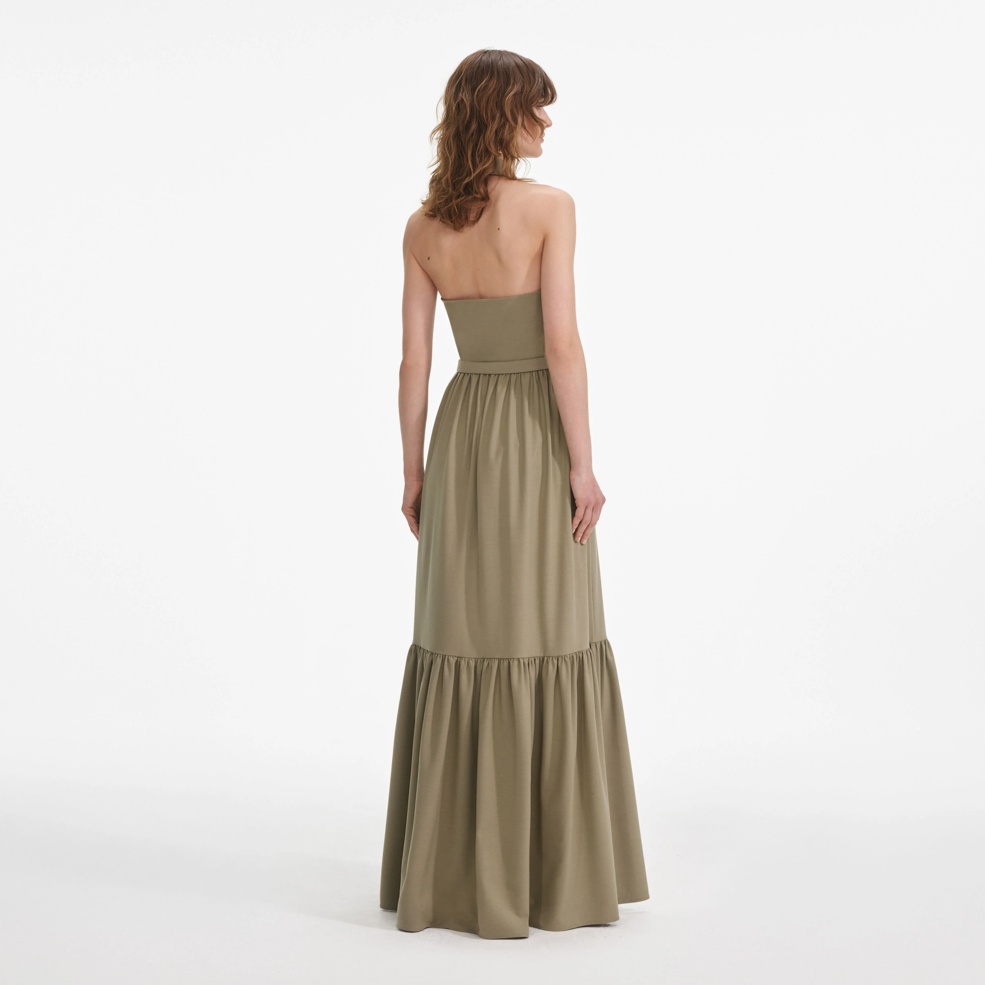 Beige Sleeveless Twill Maxi Dress - Image 3