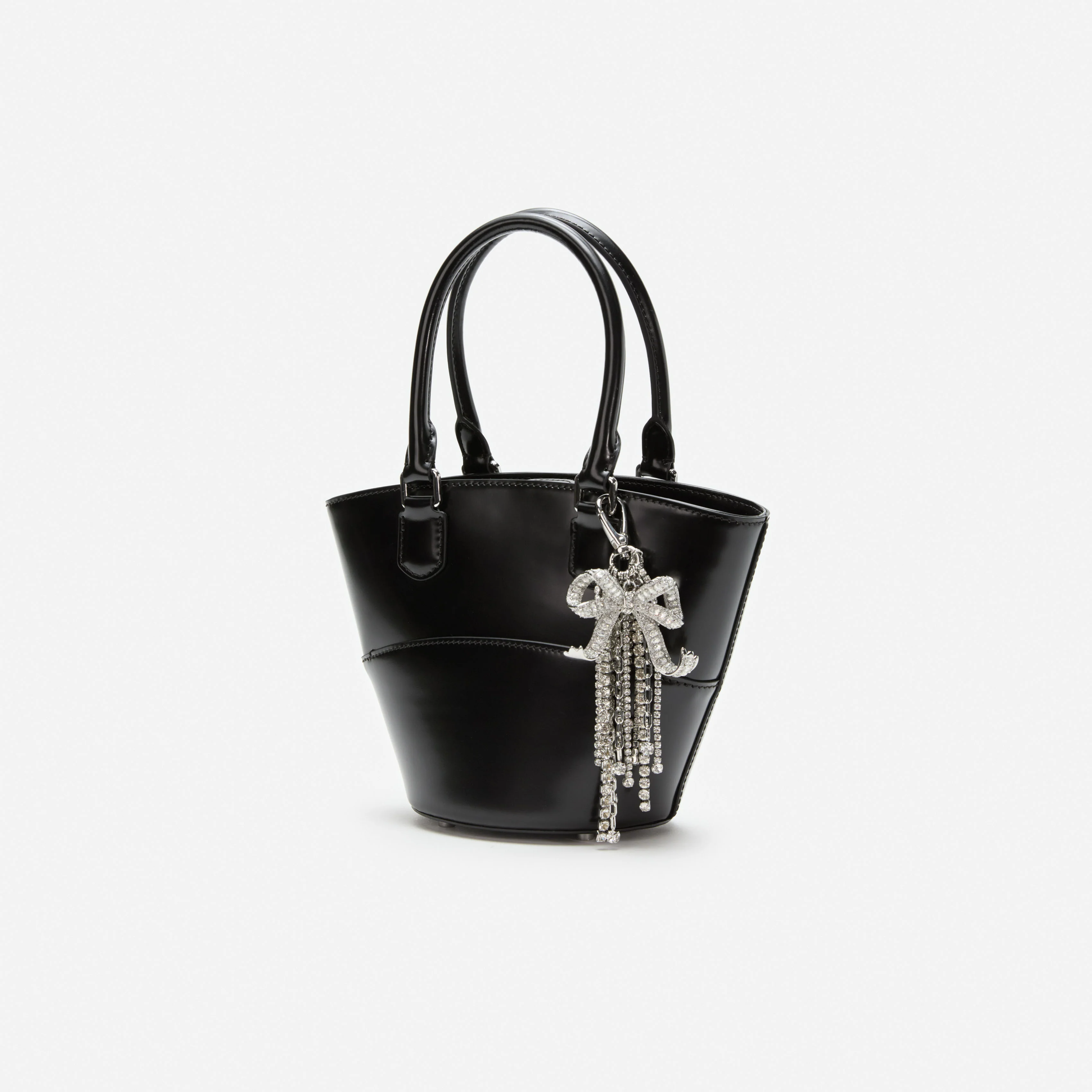 Black Leather Charm Tote Bag - Image 2