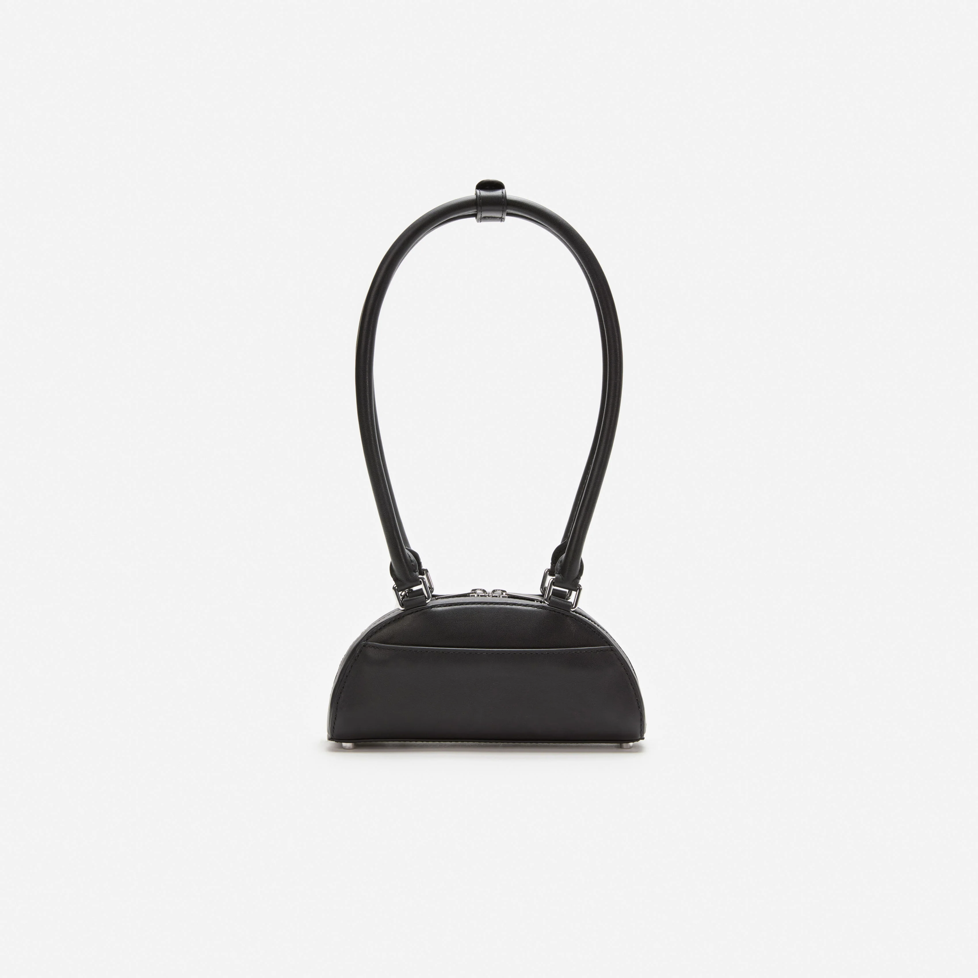 Black Leather Mini Shoulder Bag With Charm - Image 3