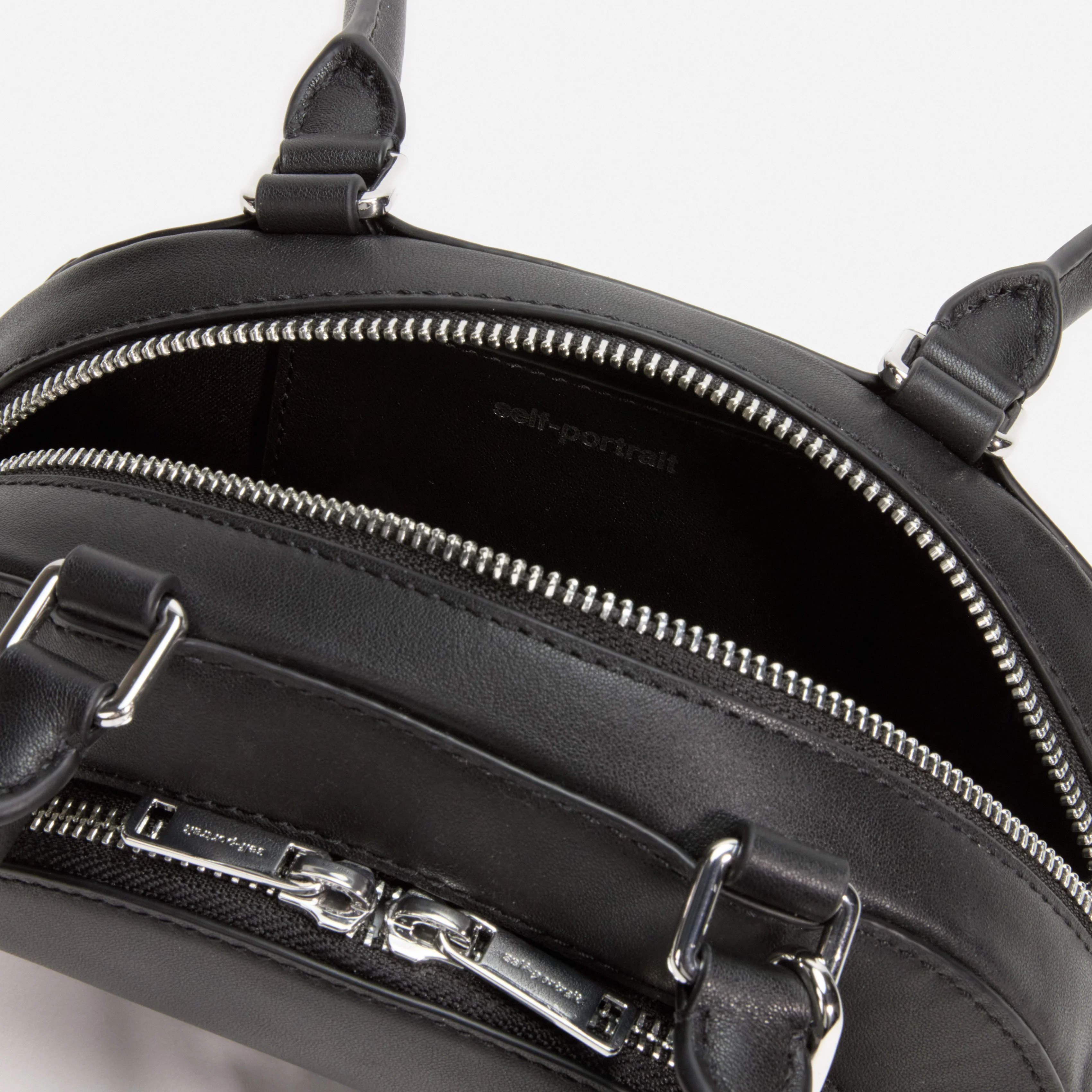 Black Leather Mini Shoulder Bag With Charm - Image 4
