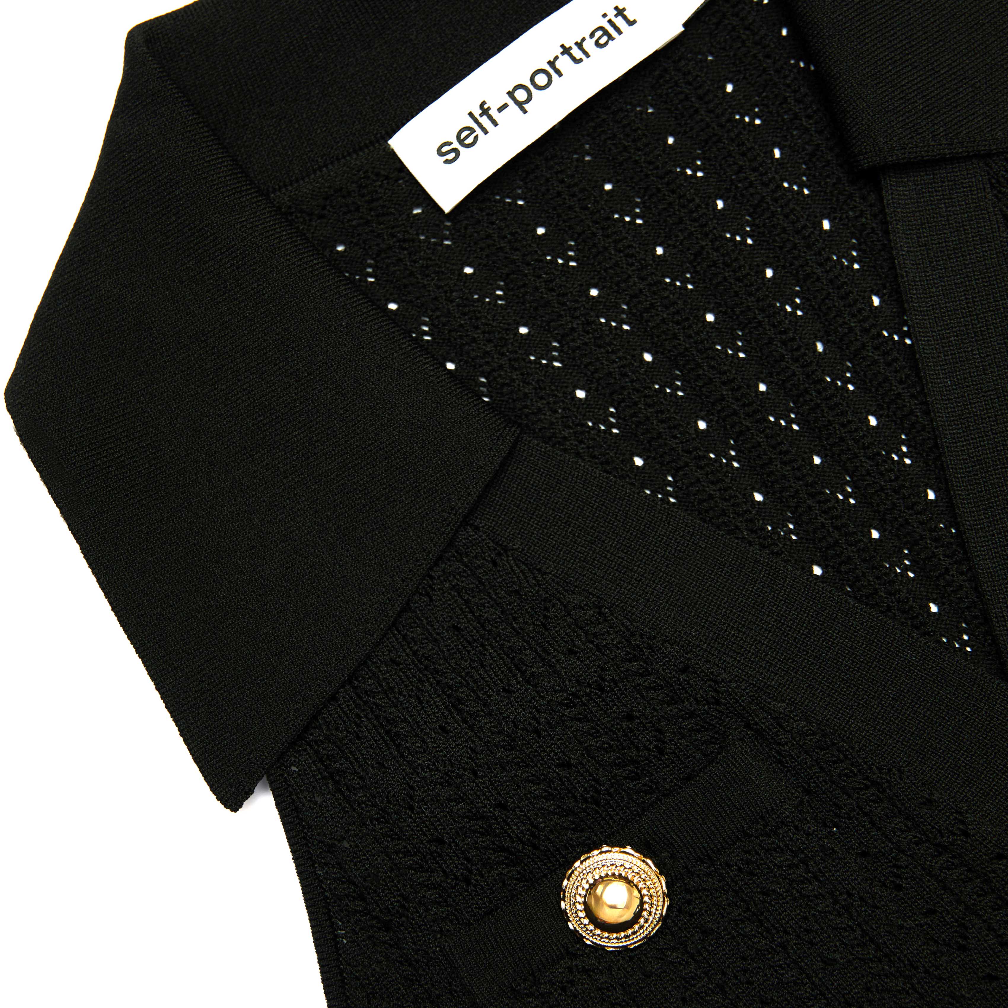 Black Pointelle Knit Mini Dress - Image 5