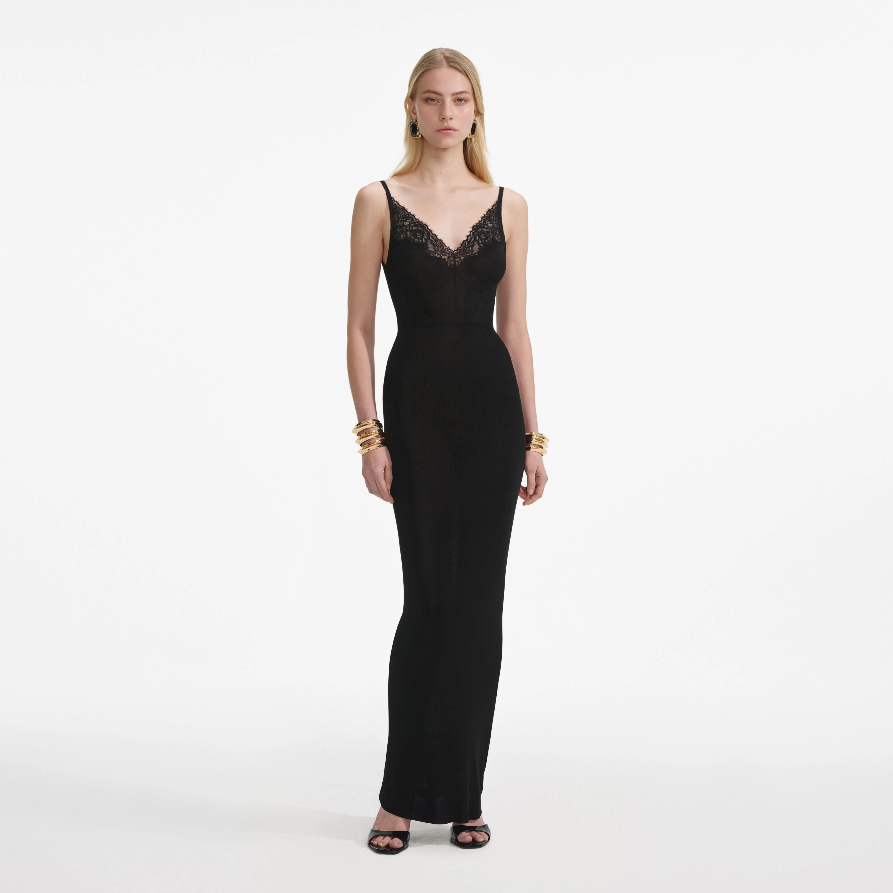 Black Viscose Knit Maxi Dress