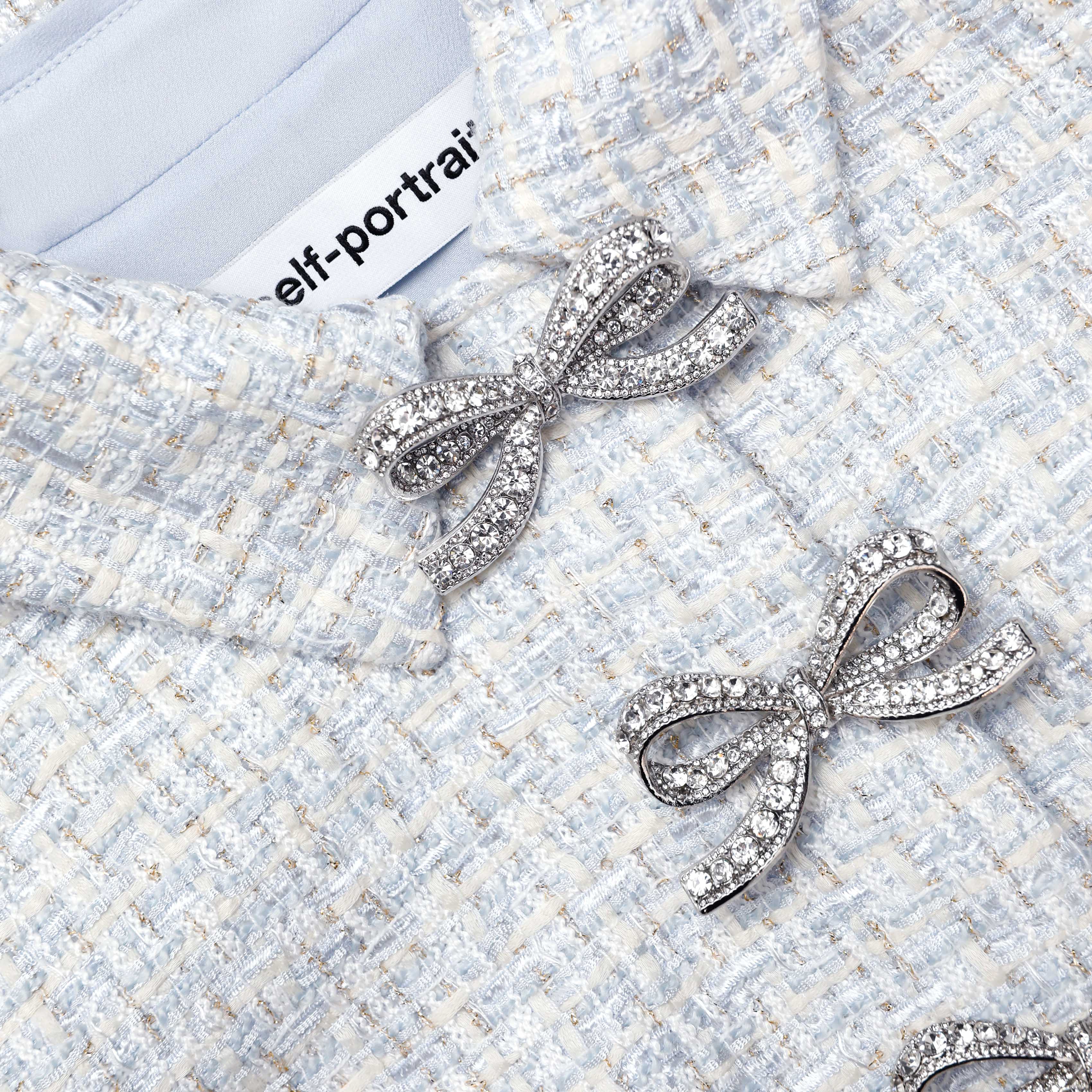 Blue Boucle Bow Midi Dress - Image 5