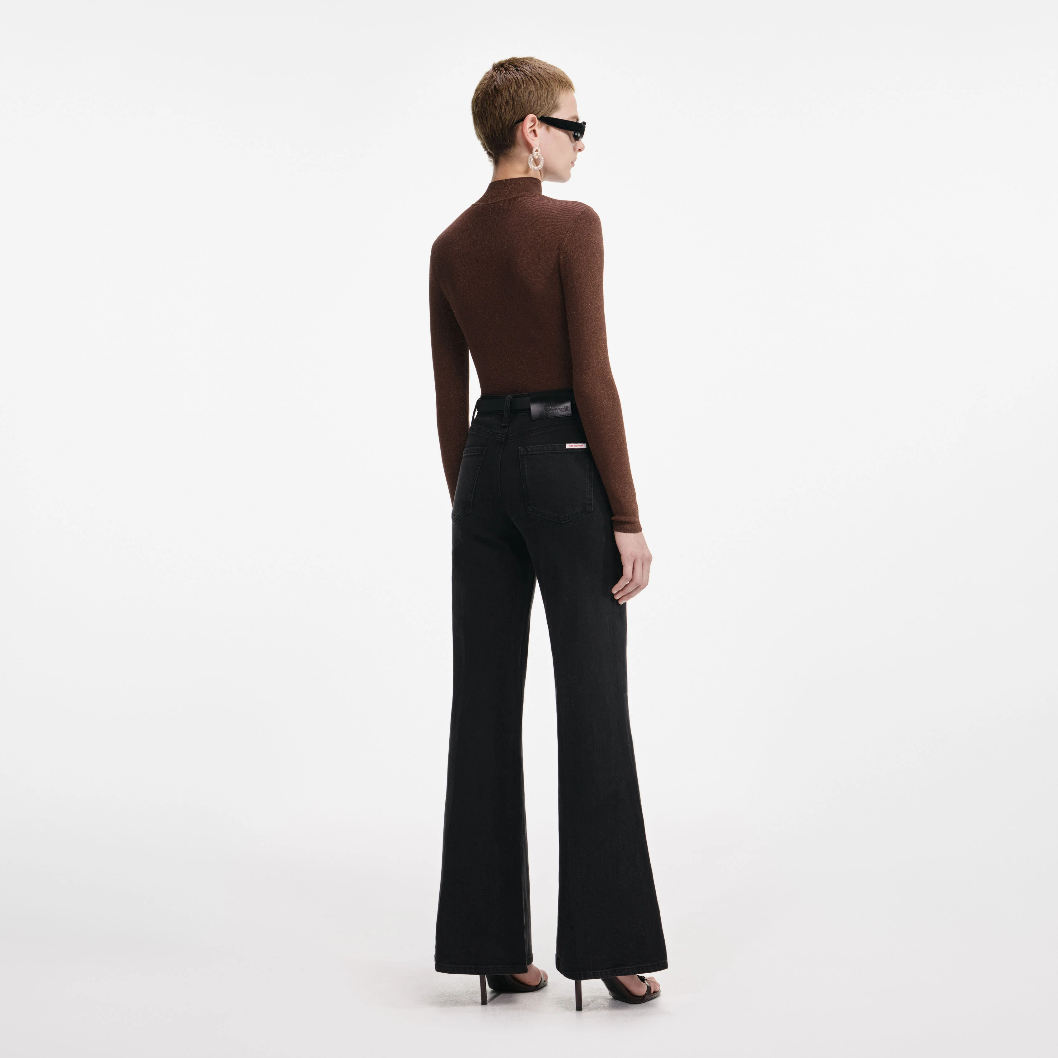 Brown Metallic Viscose Knit Top - Image 3