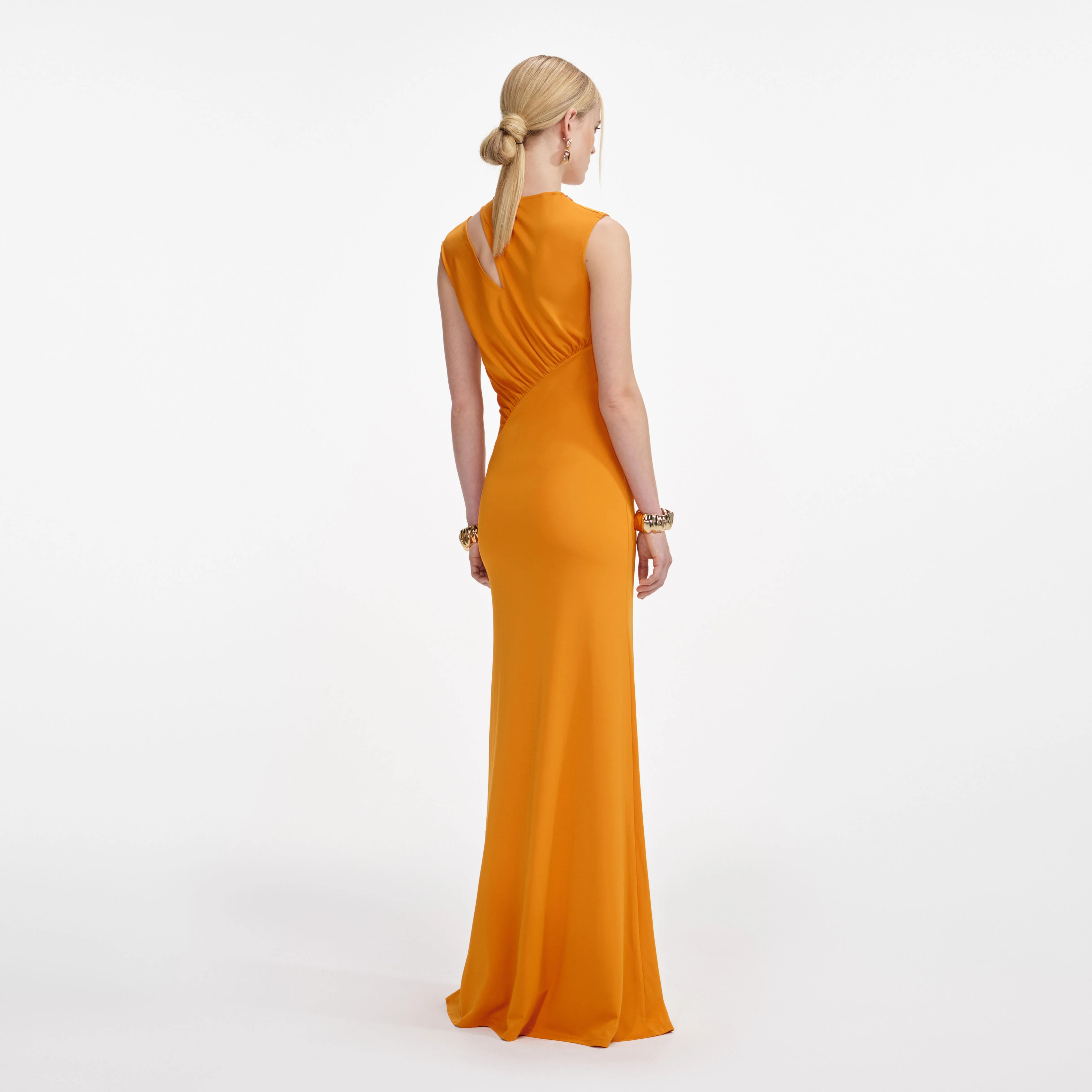 Burnt Orange Jersey Cut Out Maxi Dress - Image 3