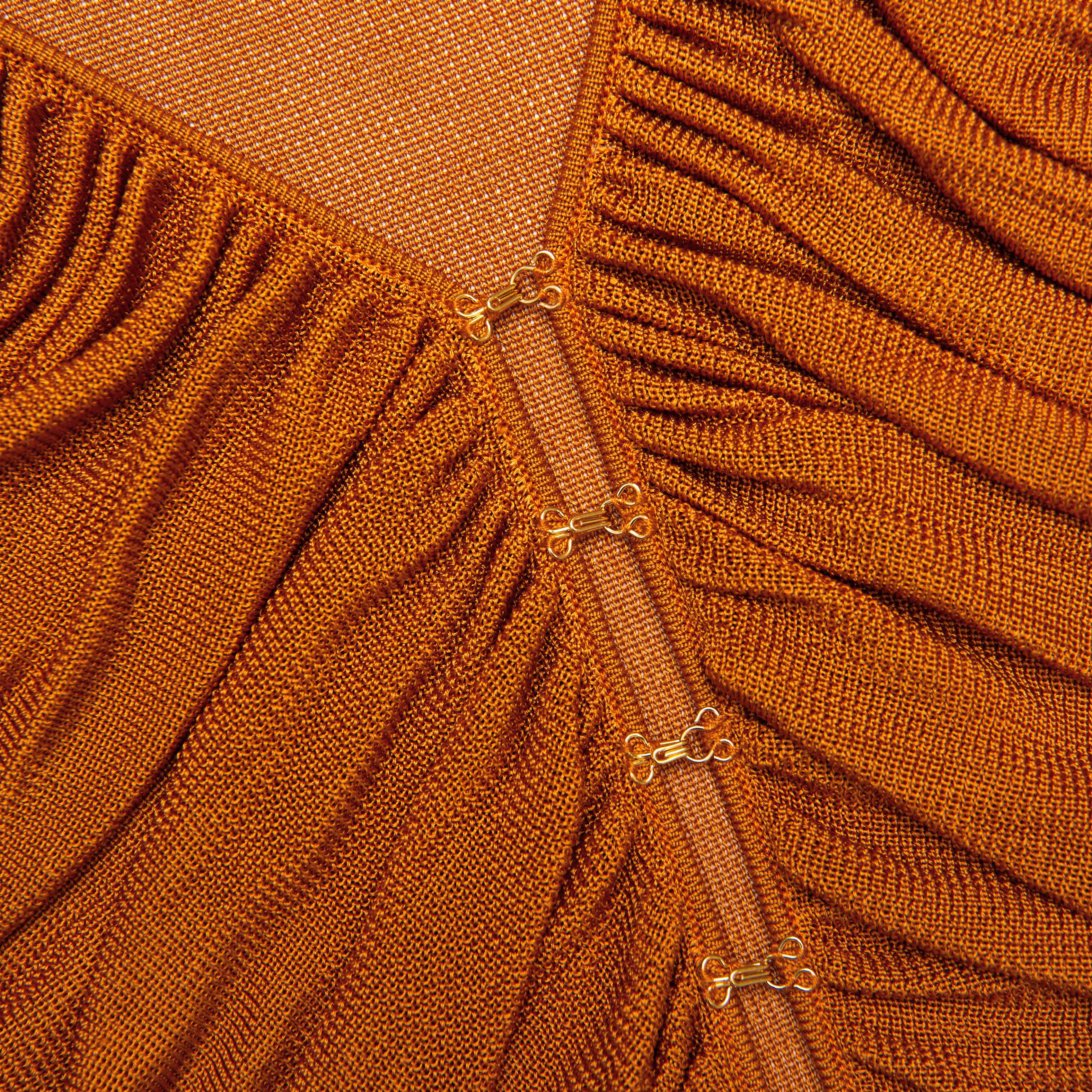Burnt Orange V Neck Viscose Knit Top - Image 5