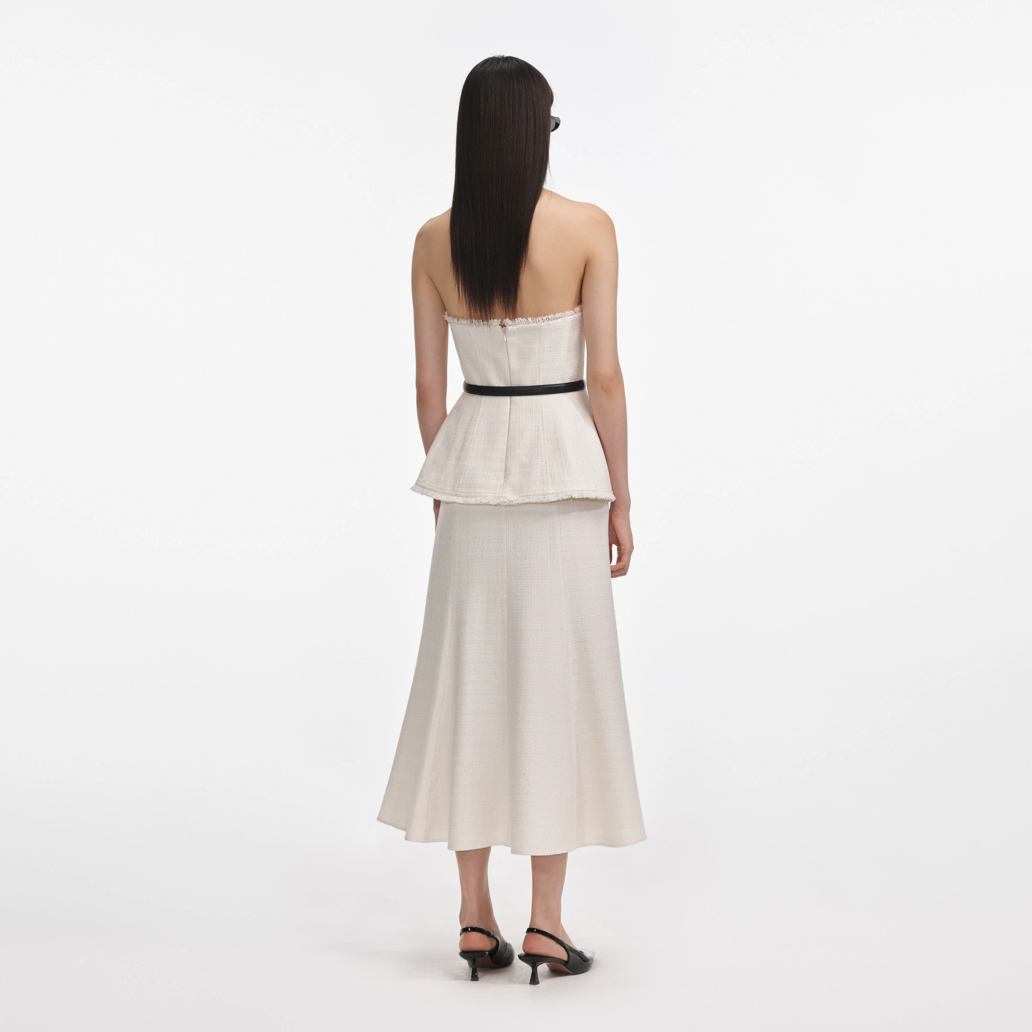 Cream Boucle Bandeau Midi Dress - Image 3