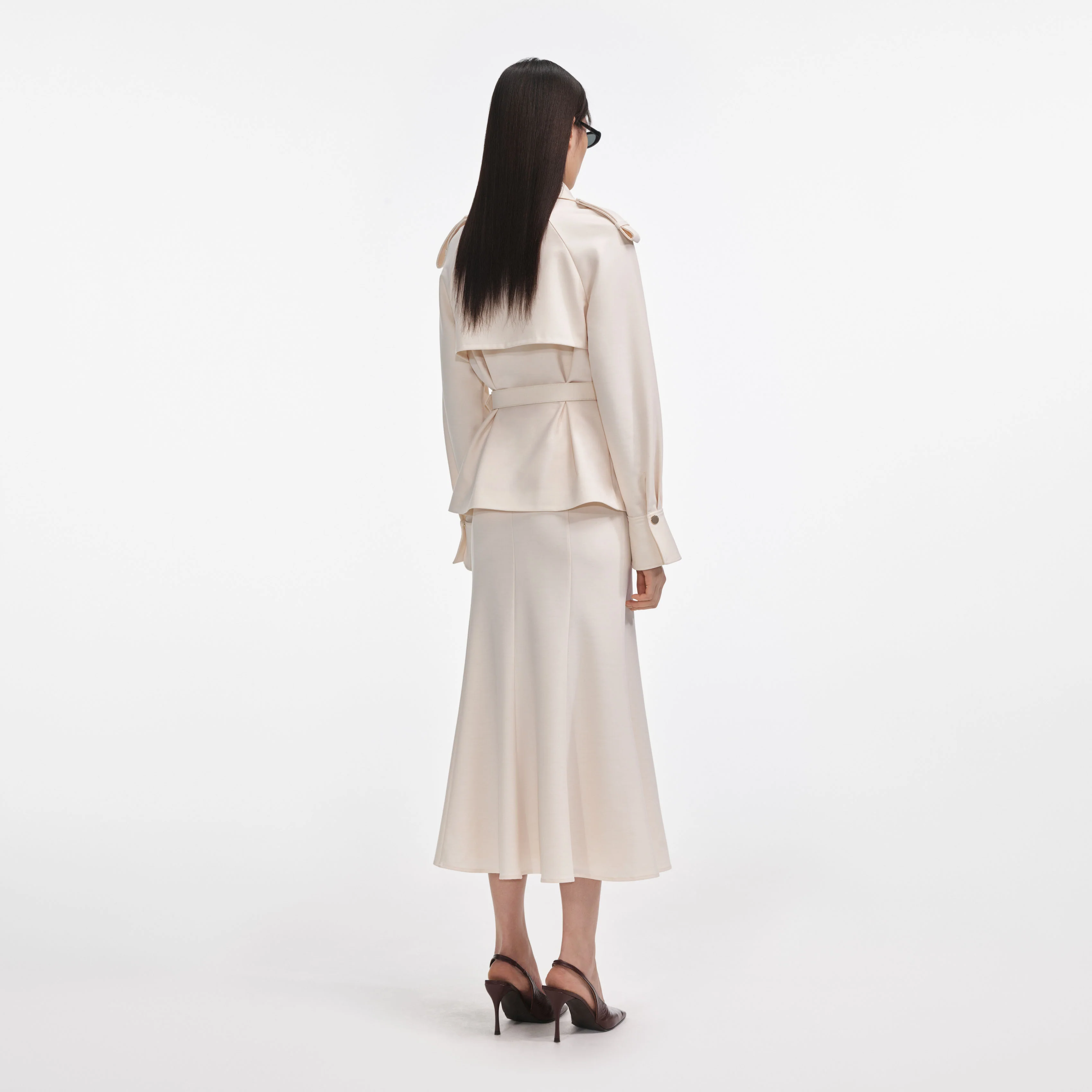 Cream Twill Midi Dress - Image 3