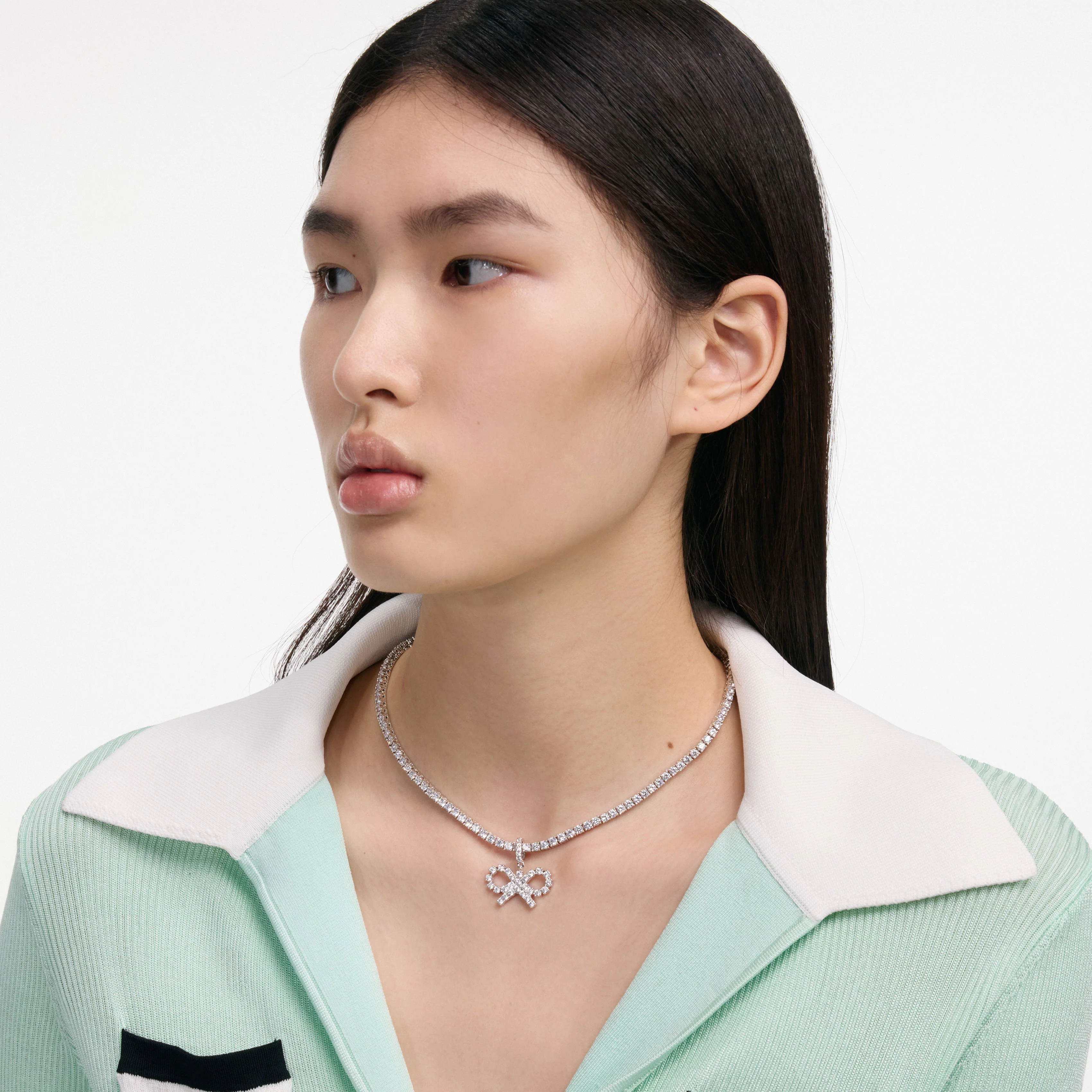 Crystal Bow Tennis Necklace - Image 2