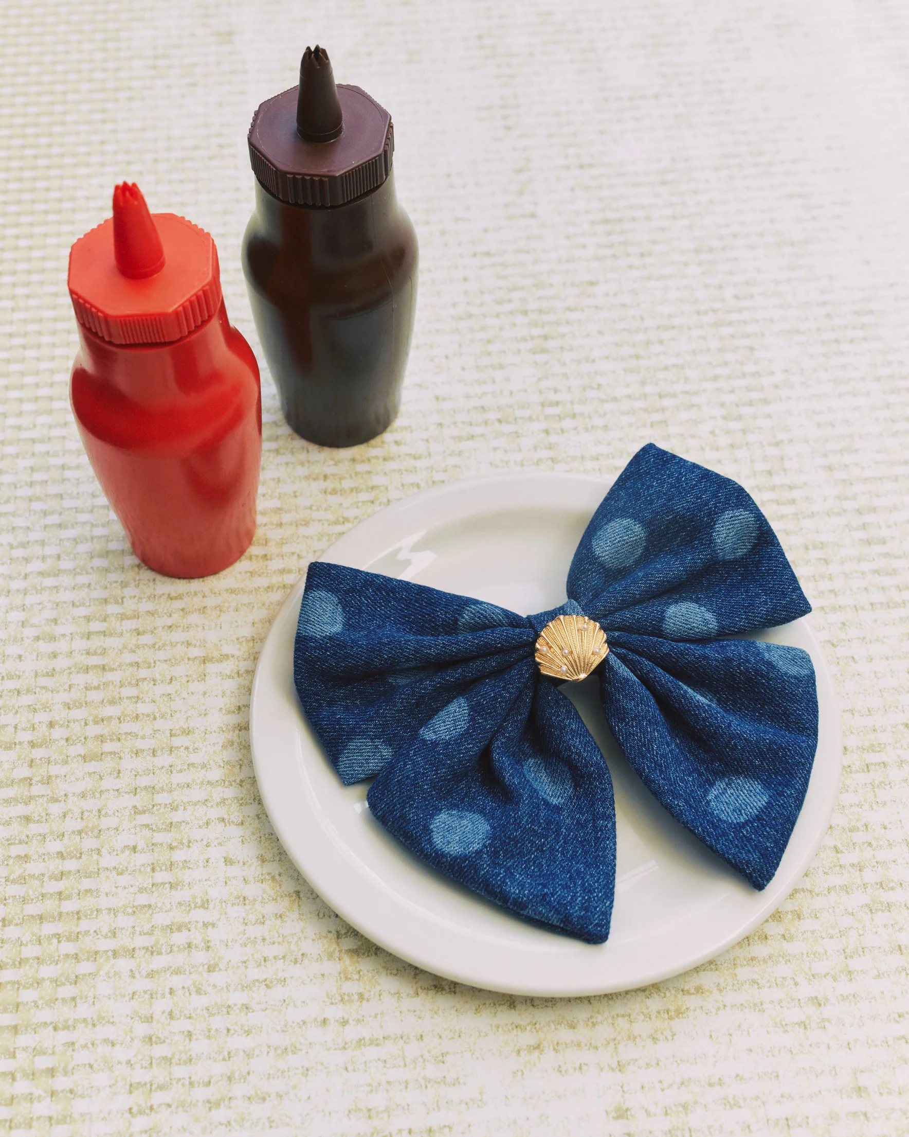 Denim Hair Bow - Image 3