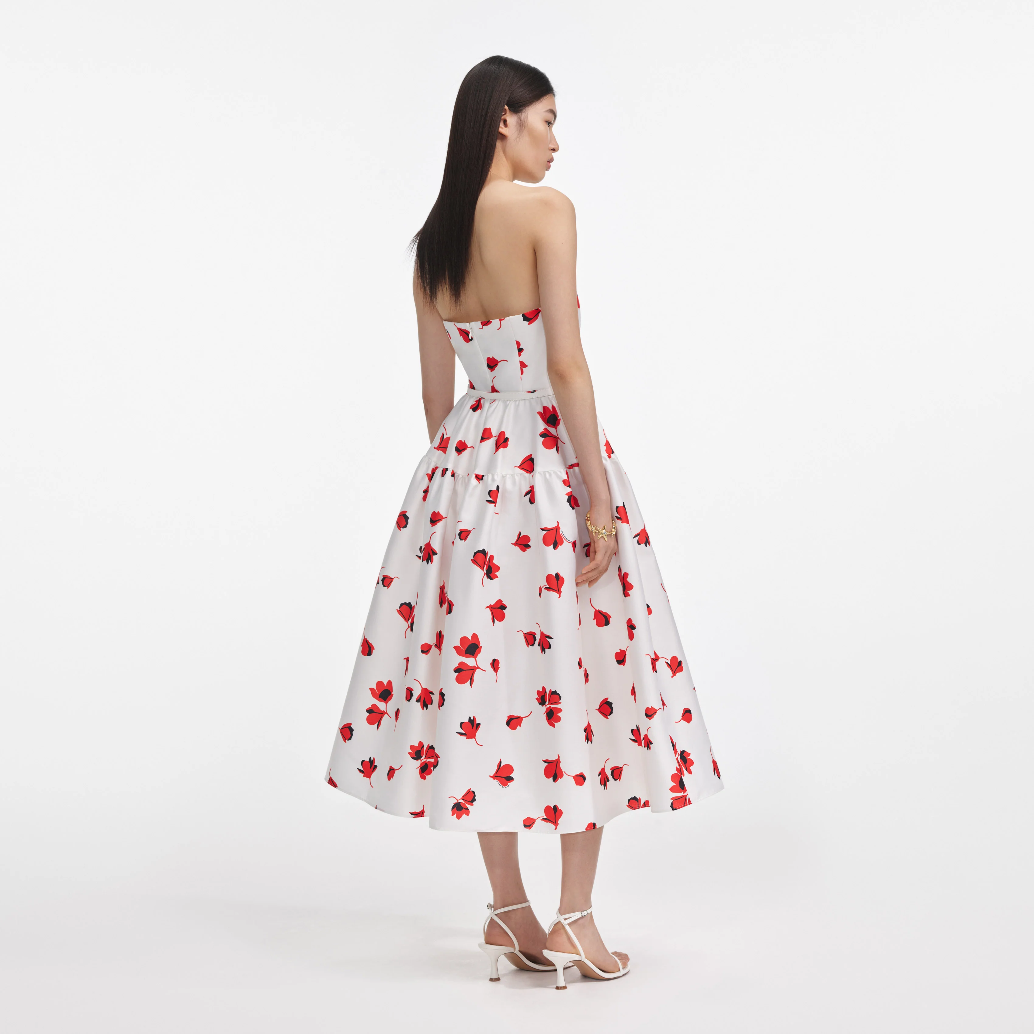 Floral Print Taffeta Midi Dress - Image 3
