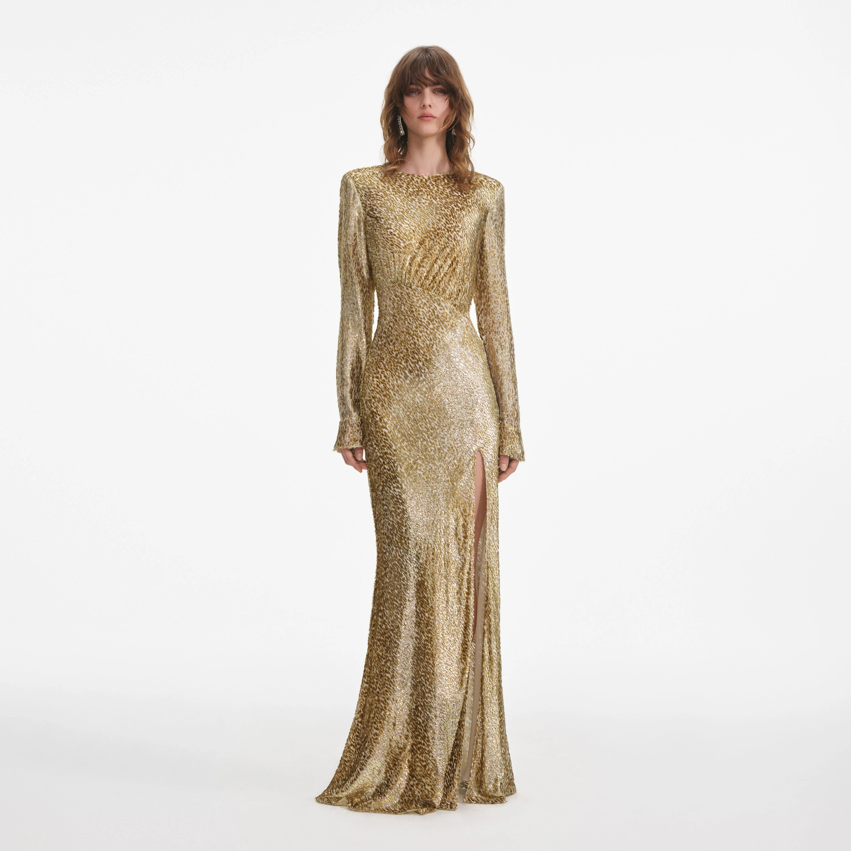 Gold Fil Coupe Maxi Dress