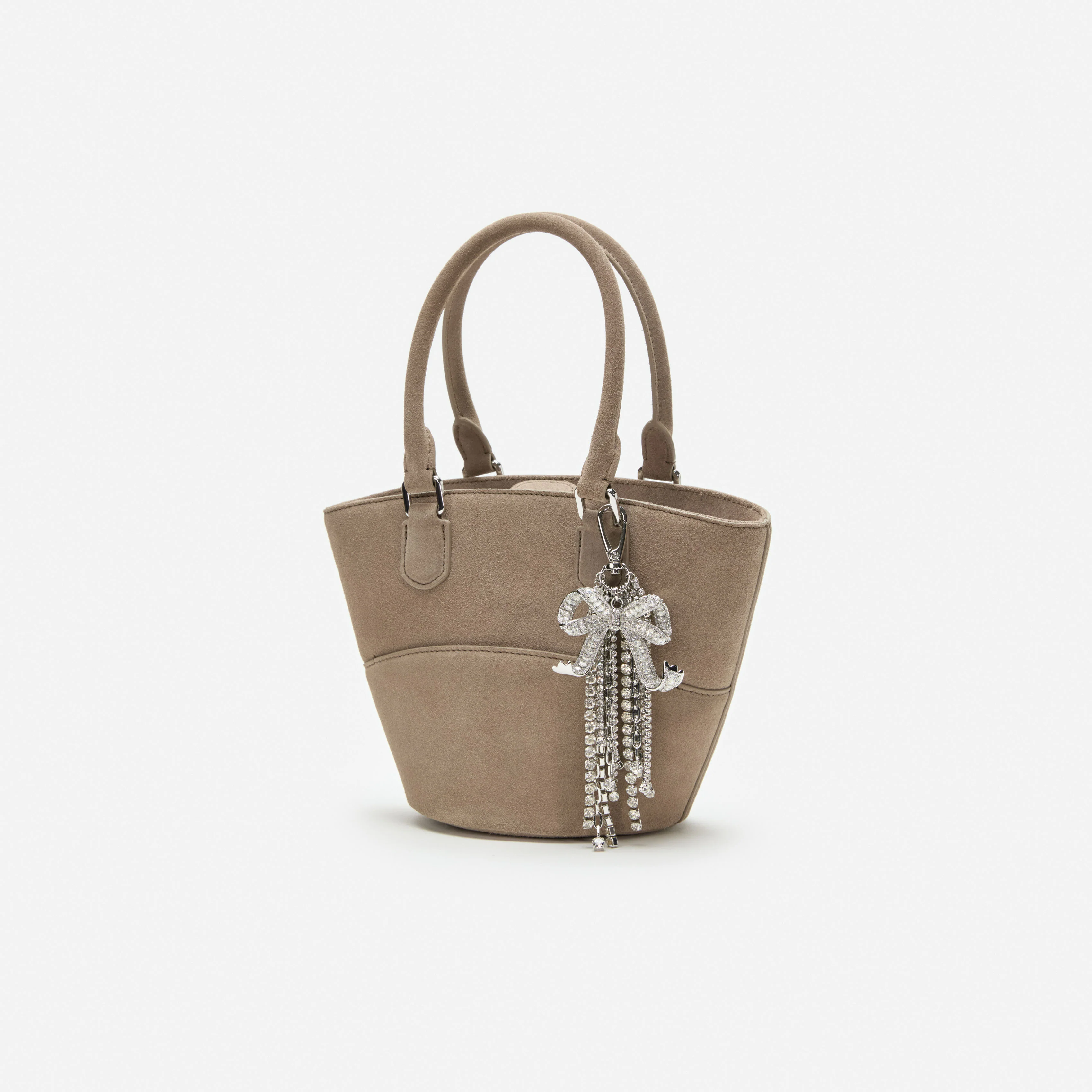 Grey Suede Charm Tote Bag - Image 2