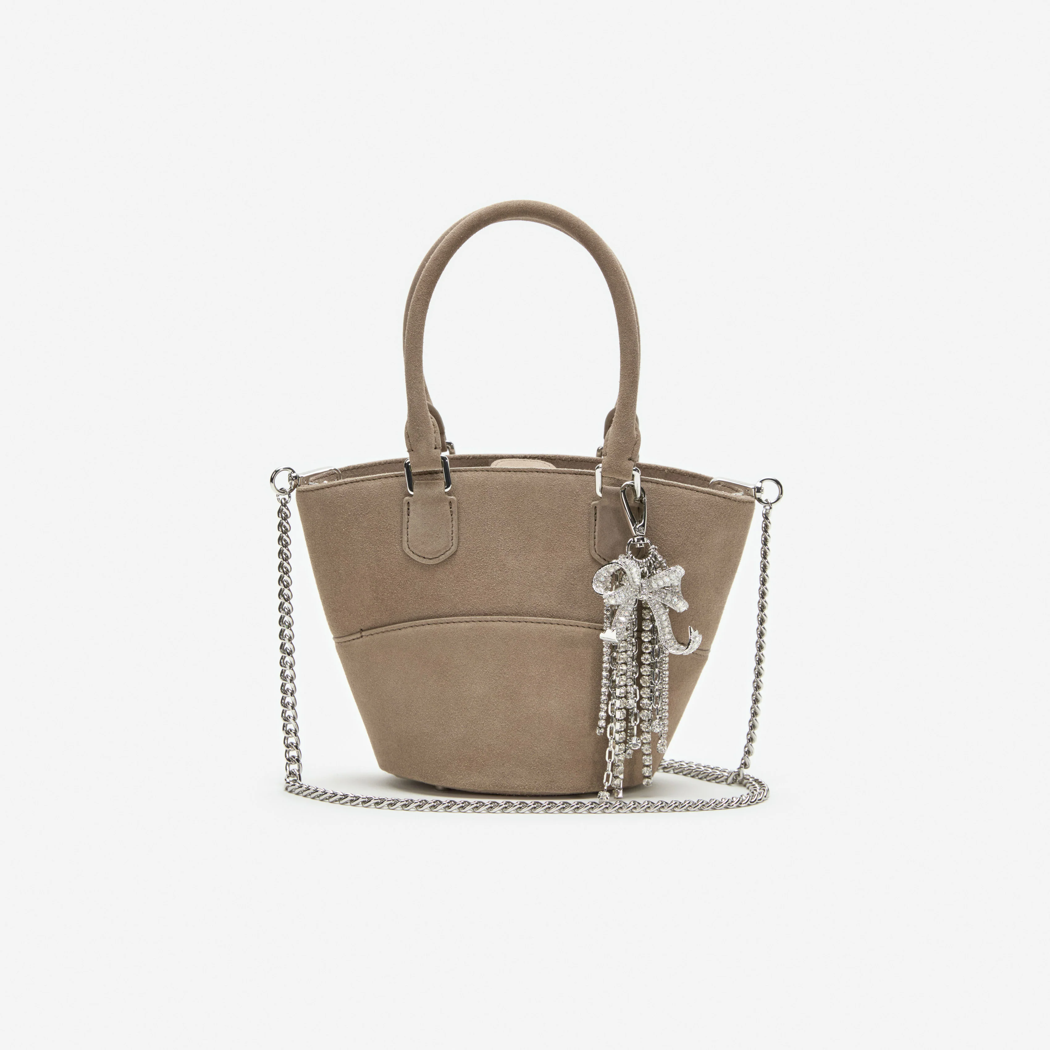 Grey Suede Charm Tote Bag - Image 4