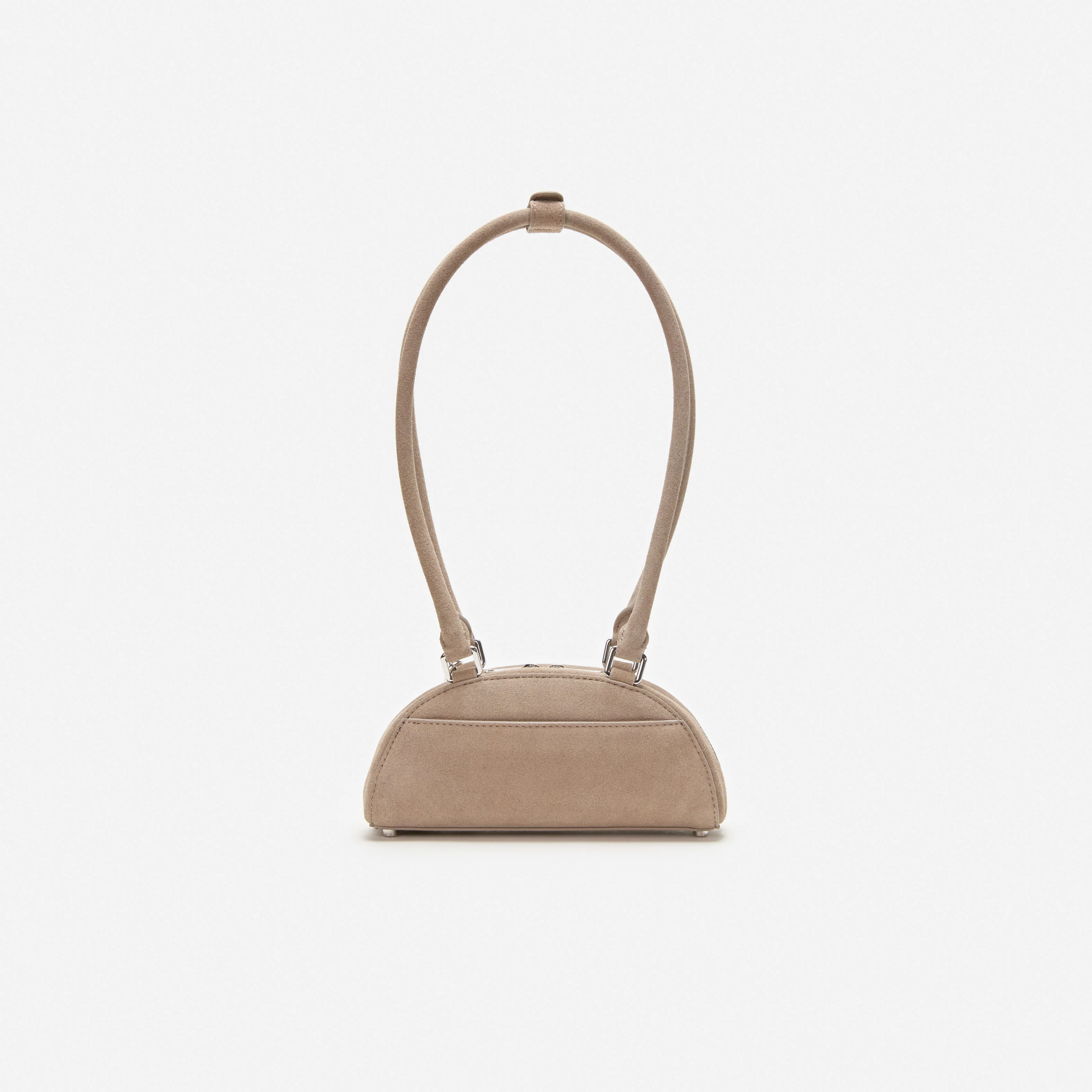 Grey Suede Mini Shoulder Bag With Charm - Image 3