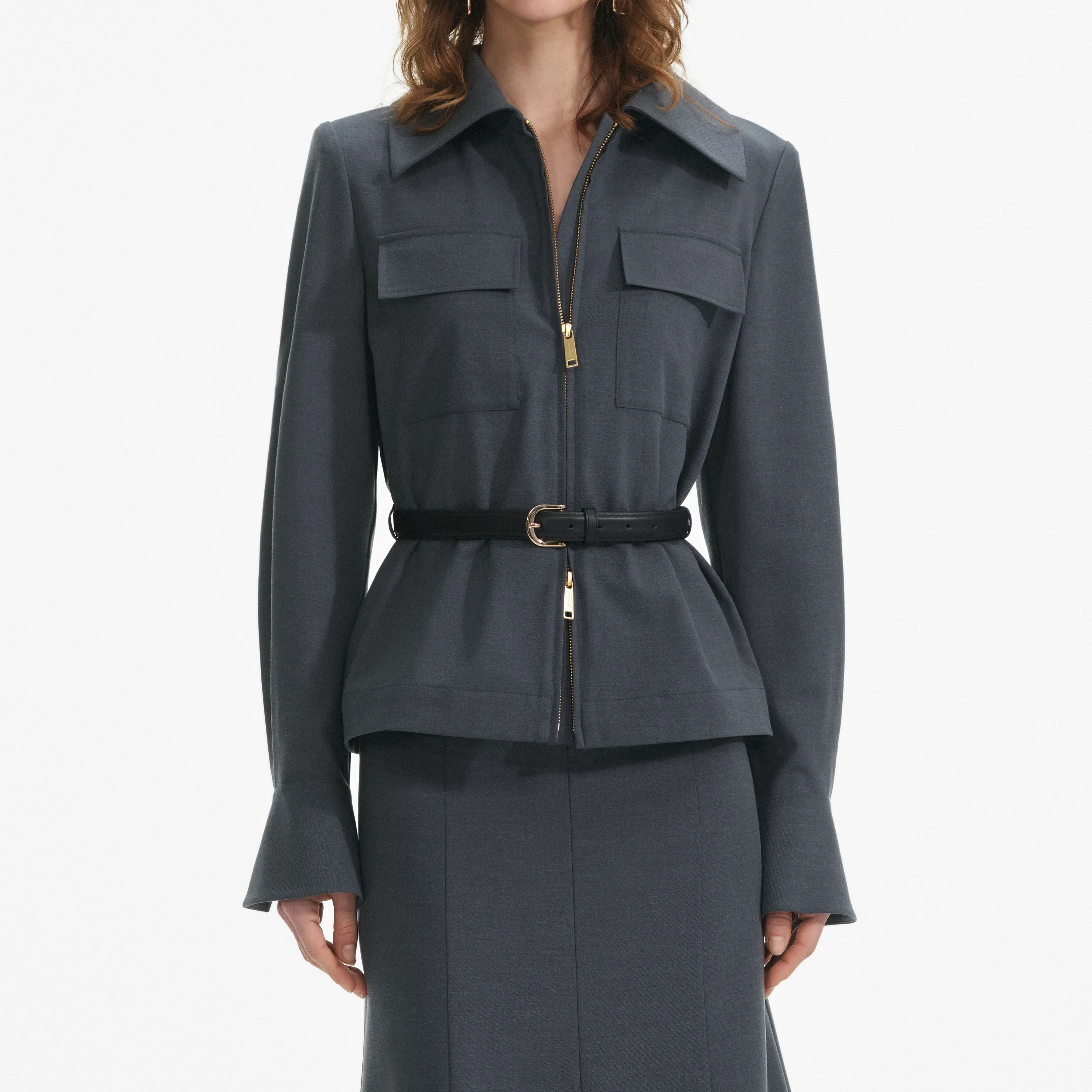 Grey Twill Midi Dress - Image 4