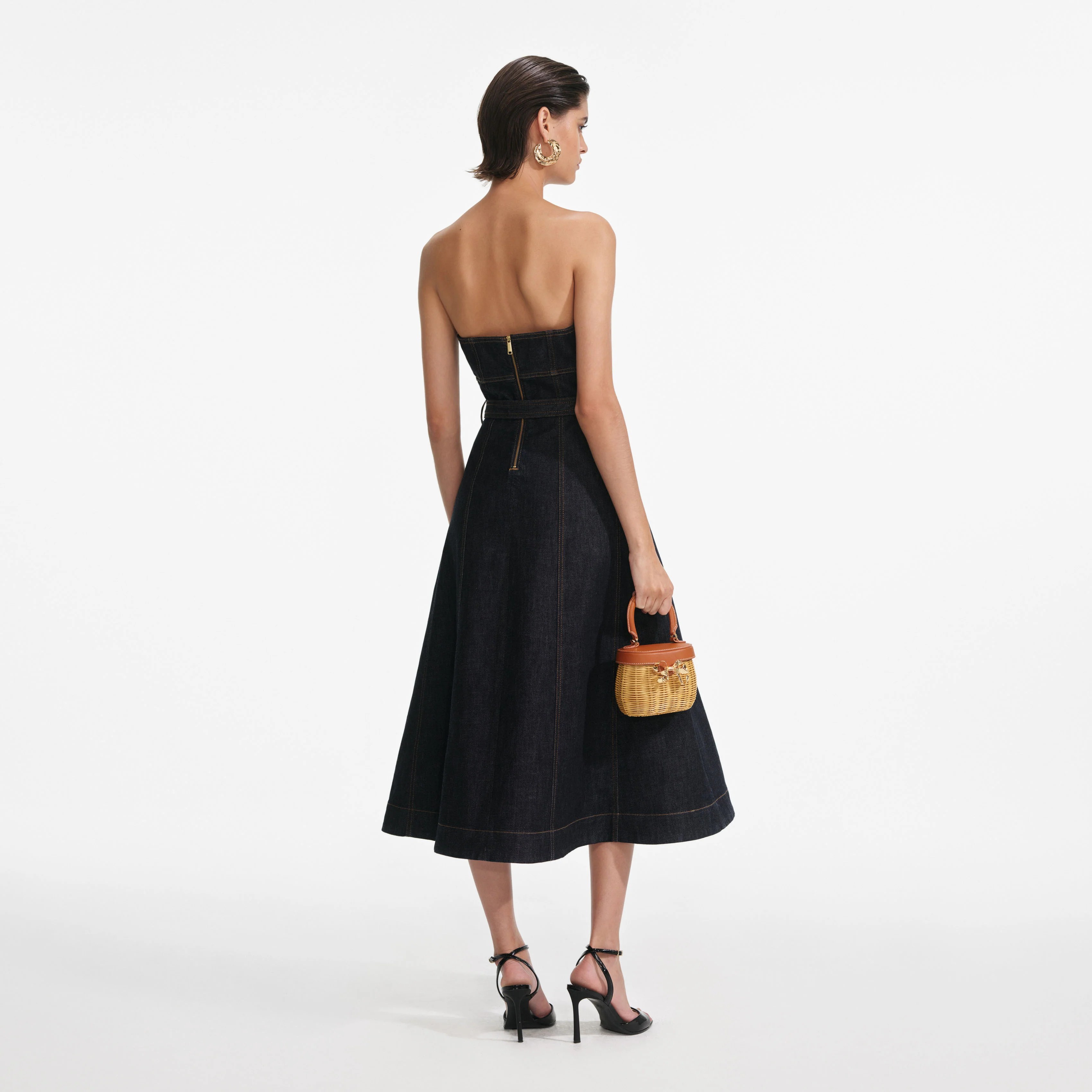 Indigo Denim Bandeau Midi Dress - Image 3