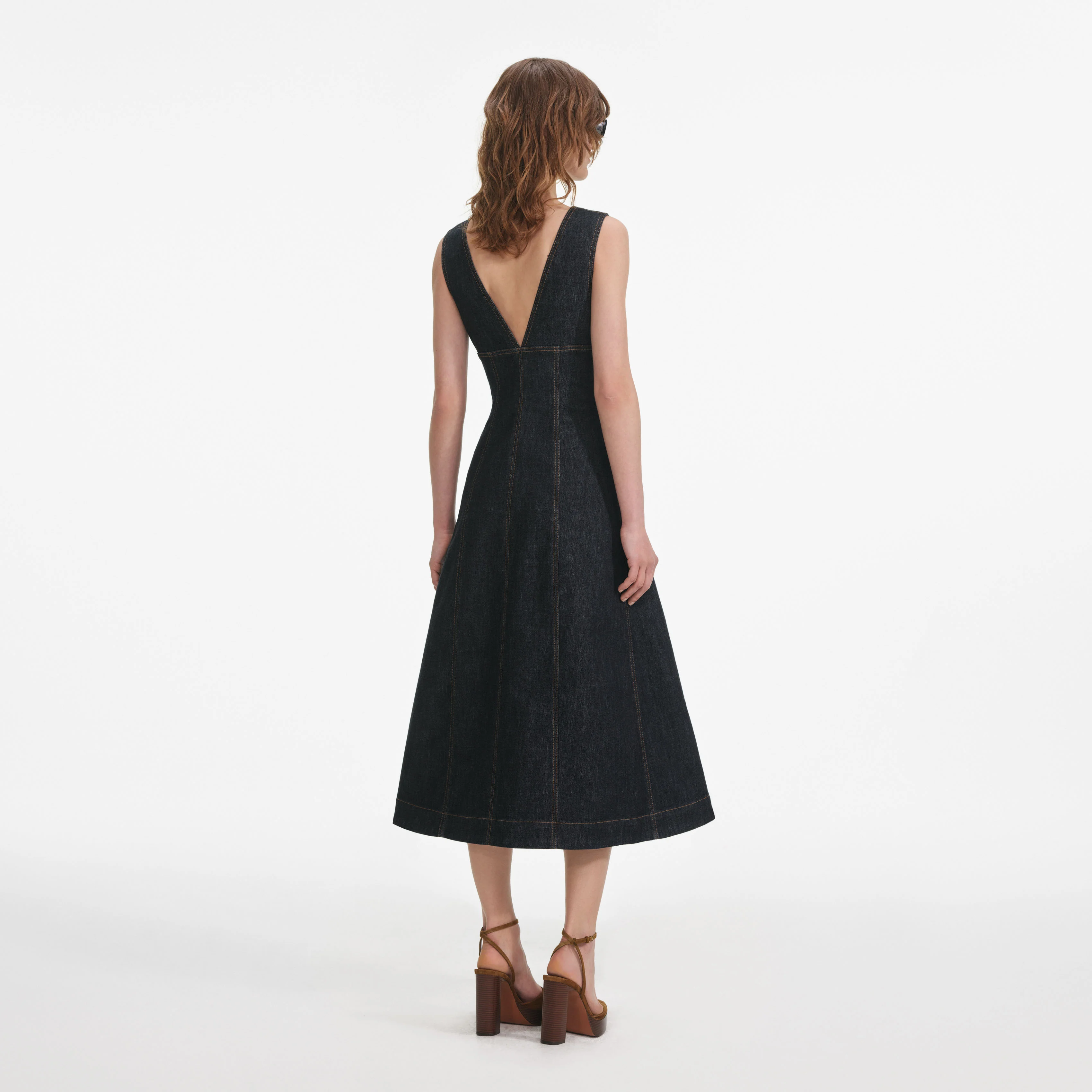 Indigo Denim Midi Dress - Image 3