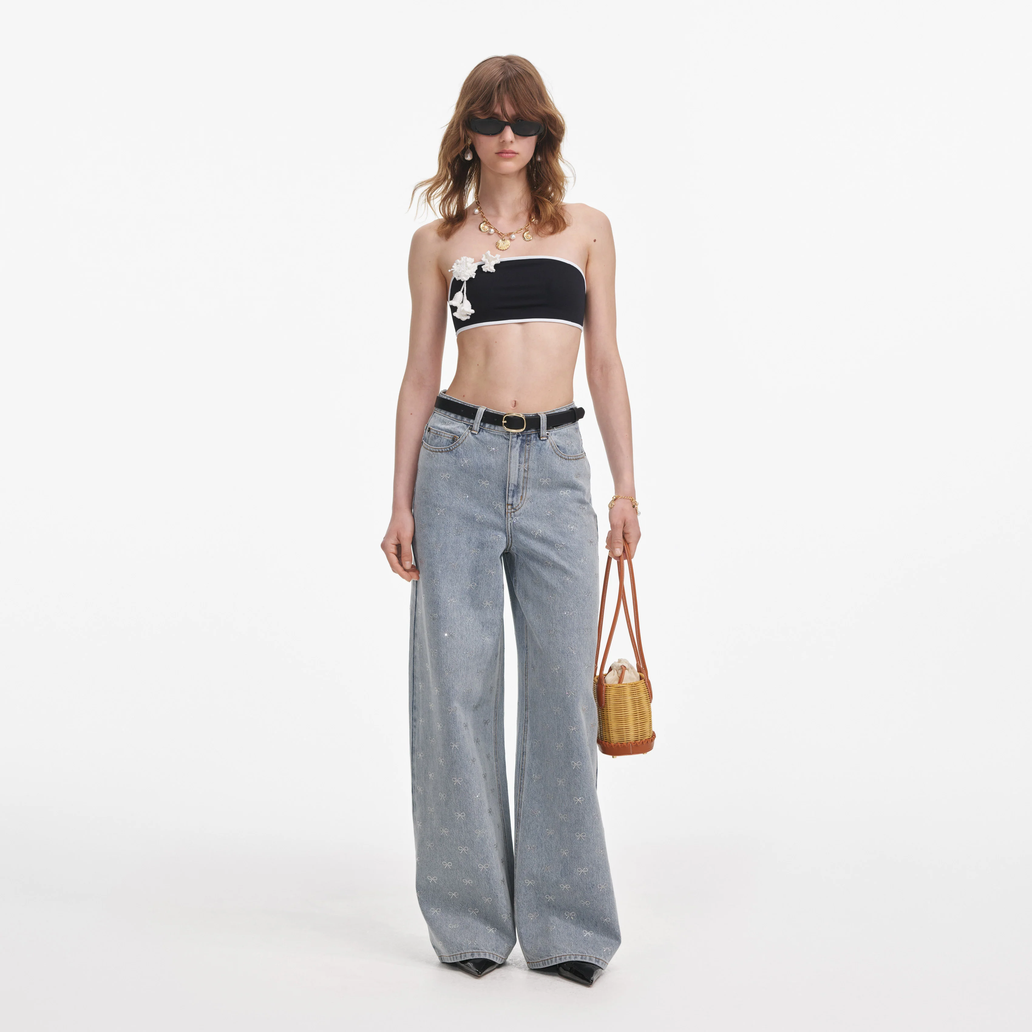 Light Blue Diamante Bow Jeans
