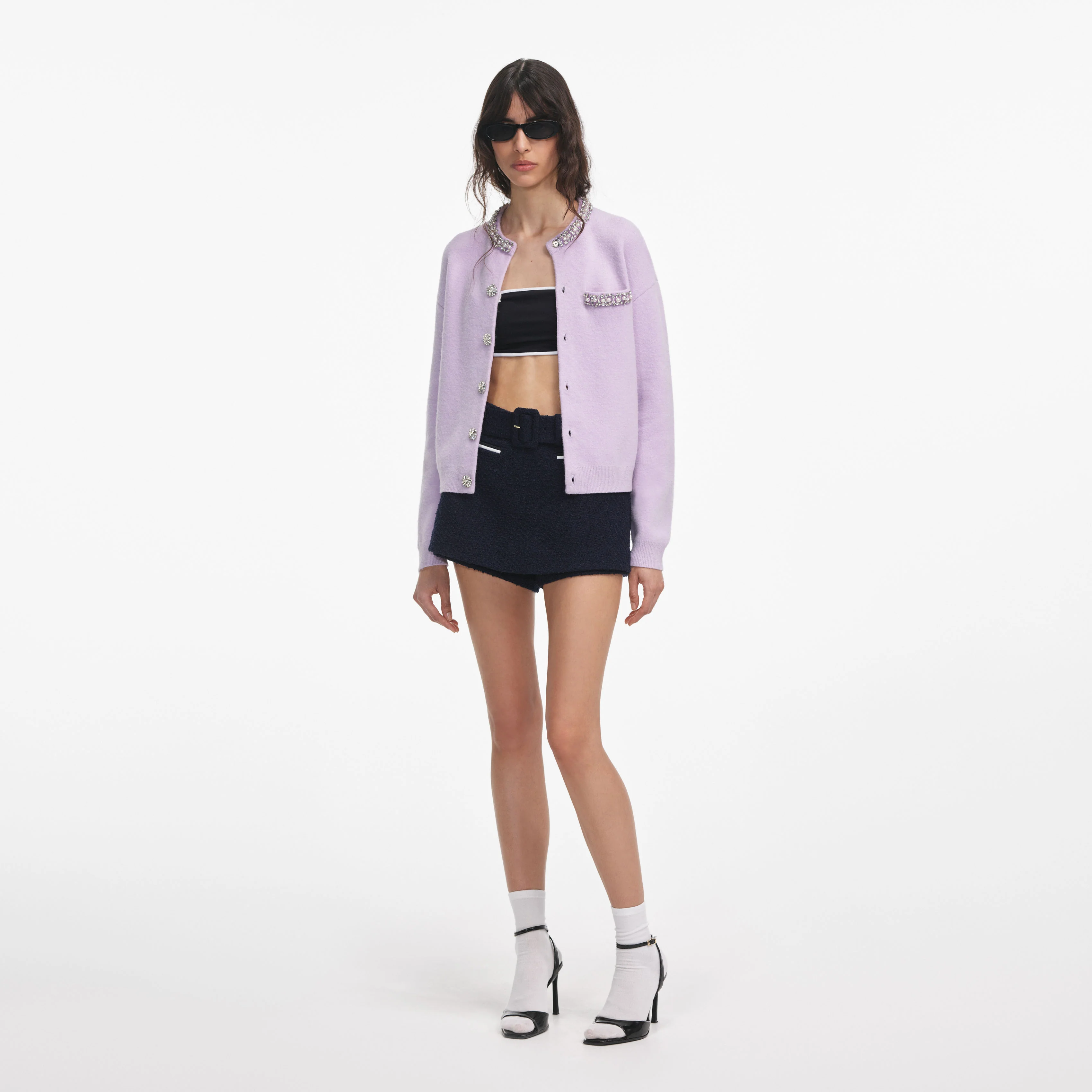Lilac Crystal Trim Cardigan - Image 2