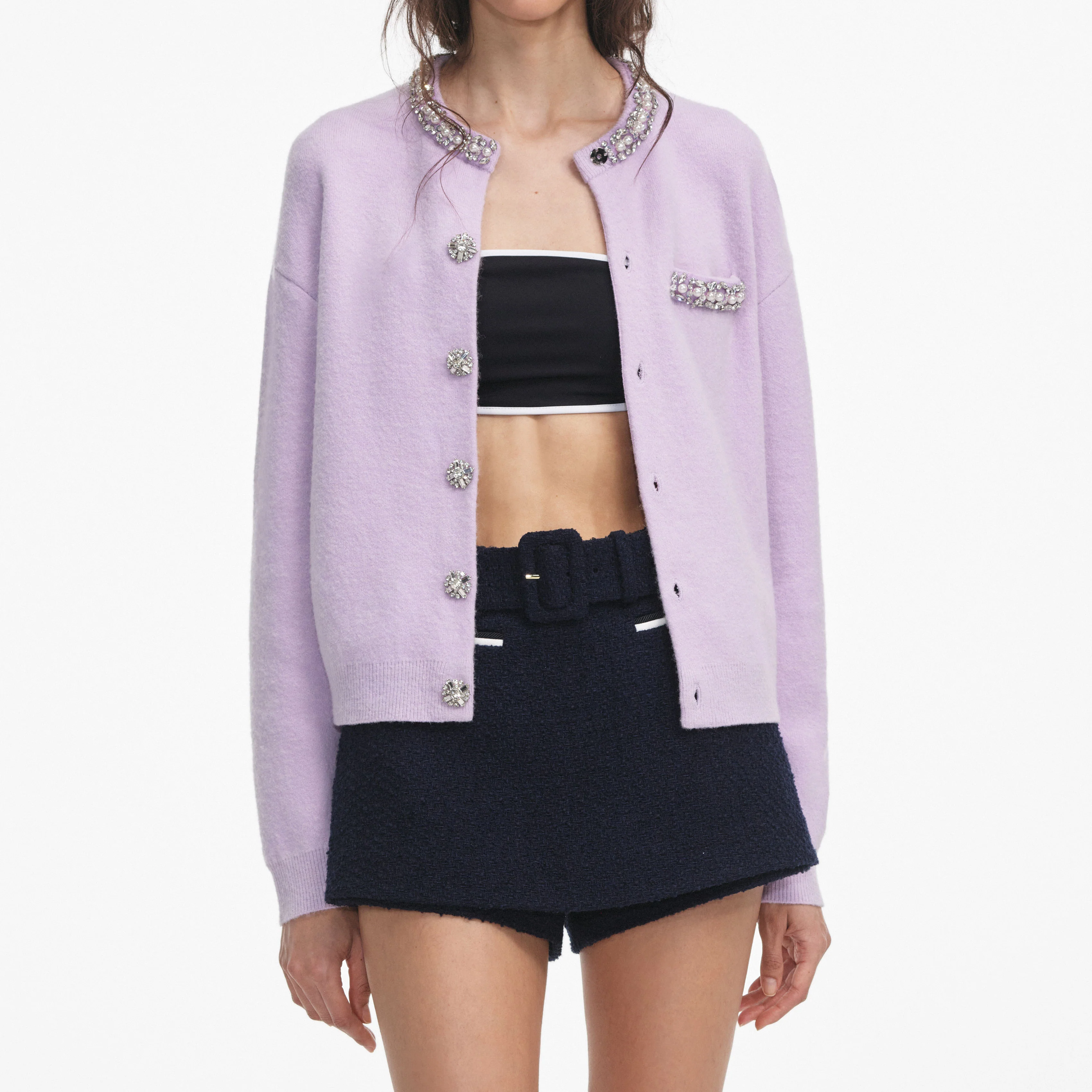 Lilac Crystal Trim Cardigan - Image 4