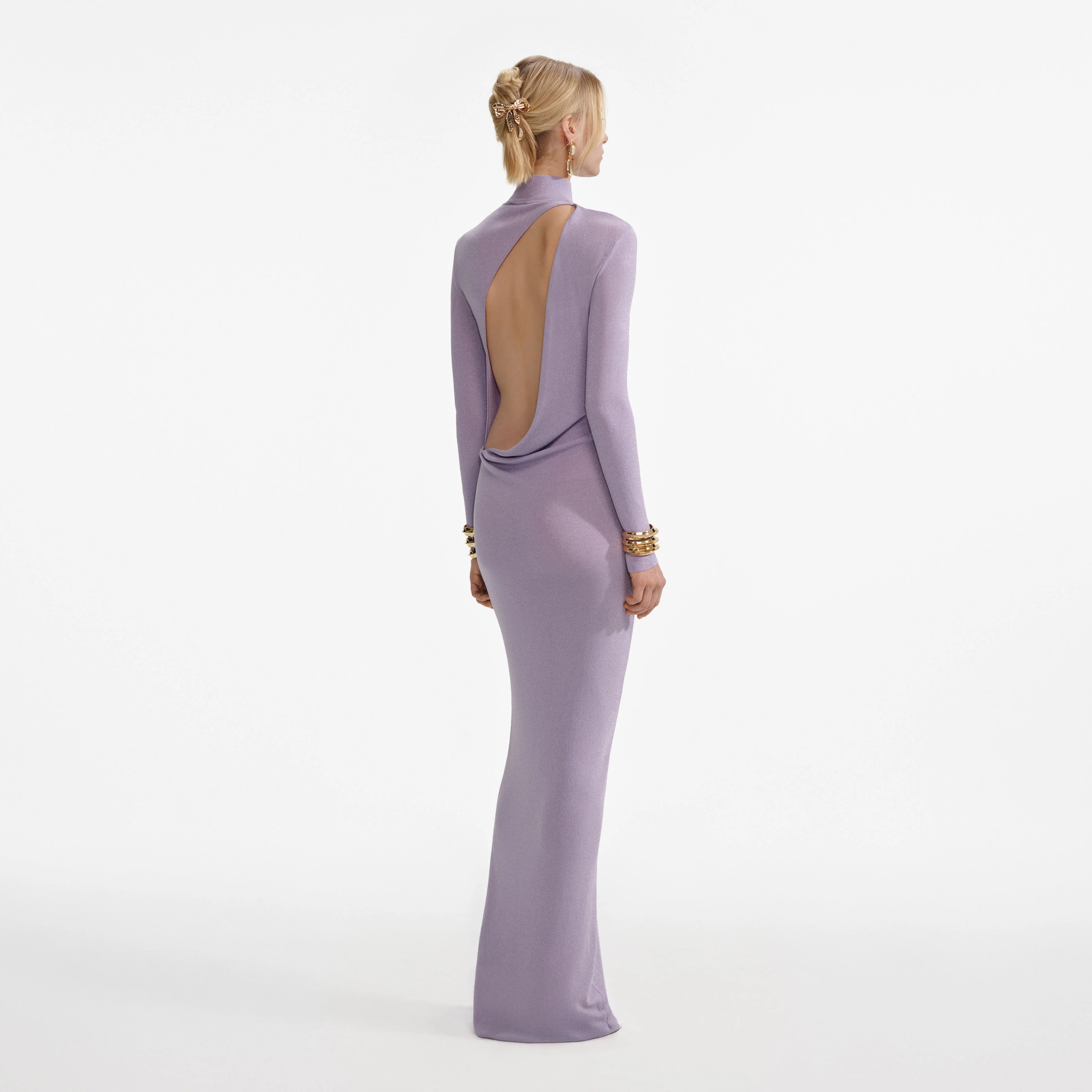 Lilac Viscose Knit Maxi Dress - Image 3