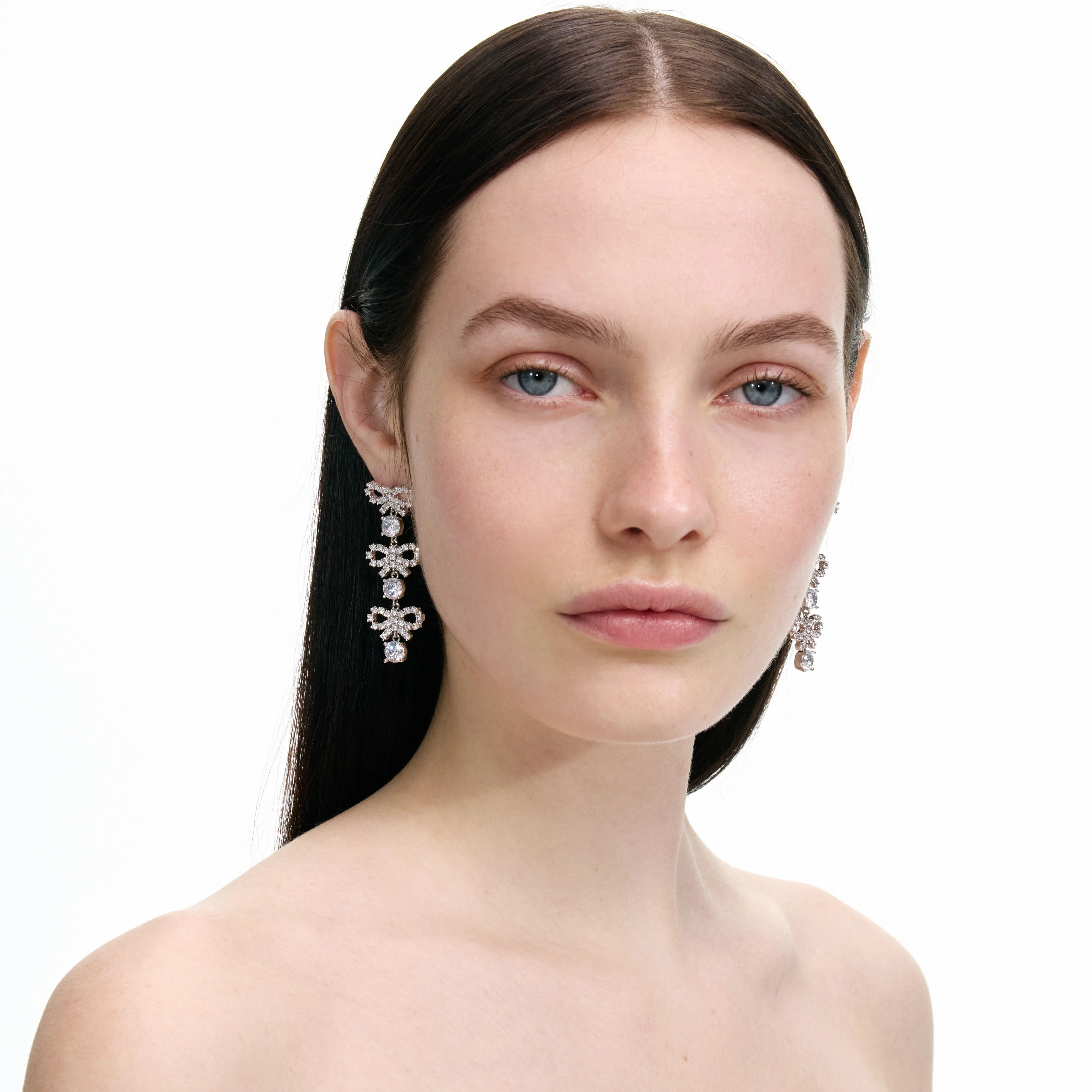 Micro Bow Crystal Tiered Earrings - Image 4