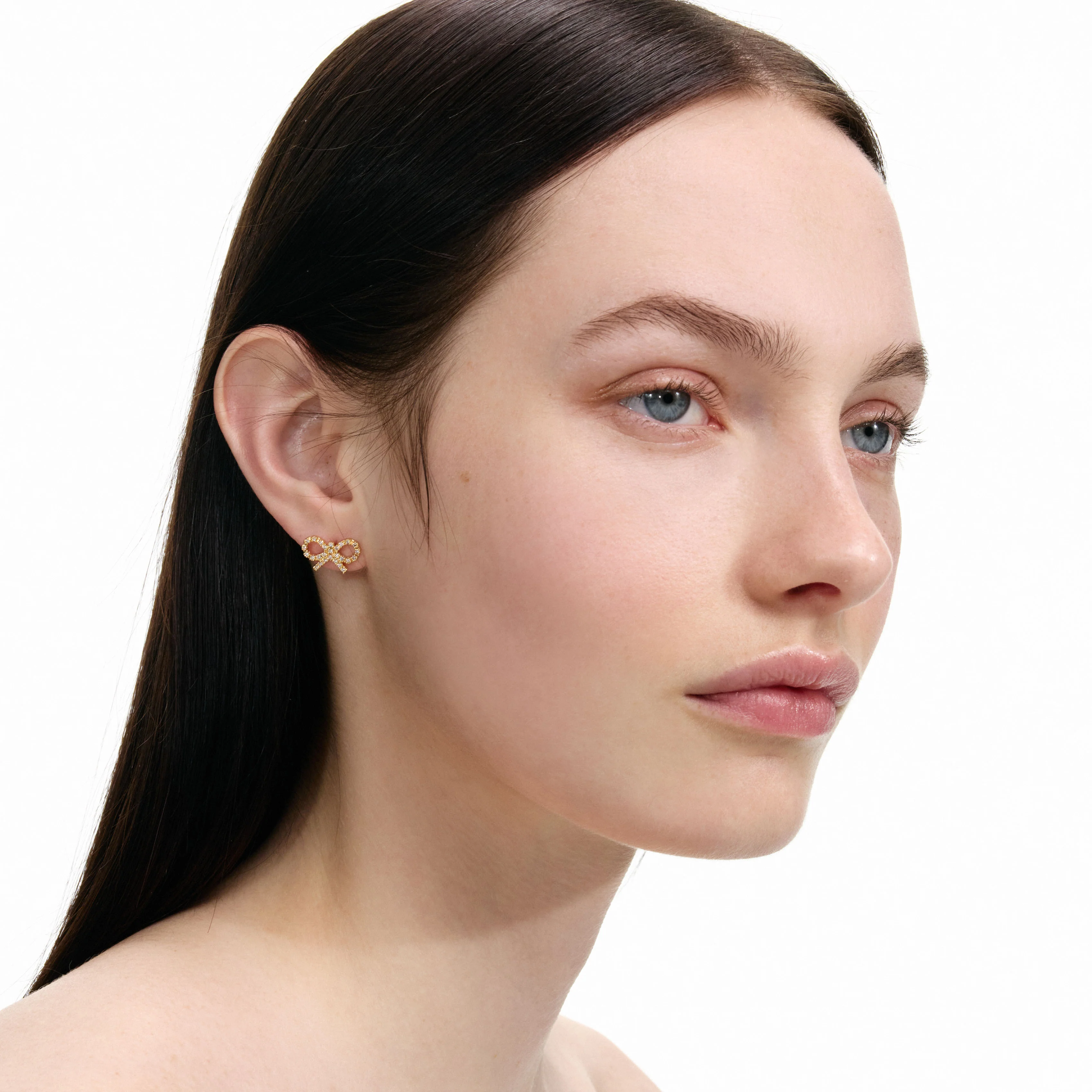 Micro Gold Bow Earrings - Image 2