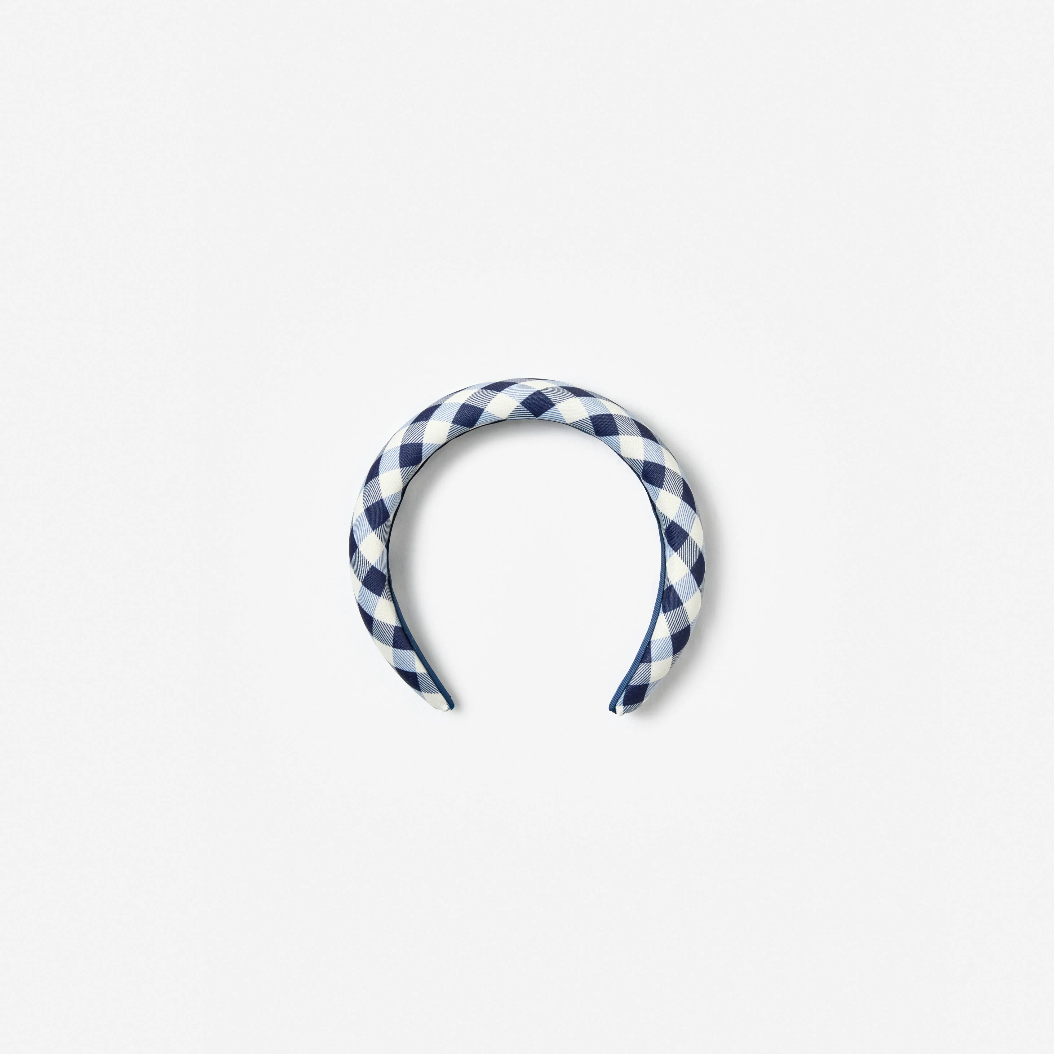 Navy Gingham Taffeta Headband
