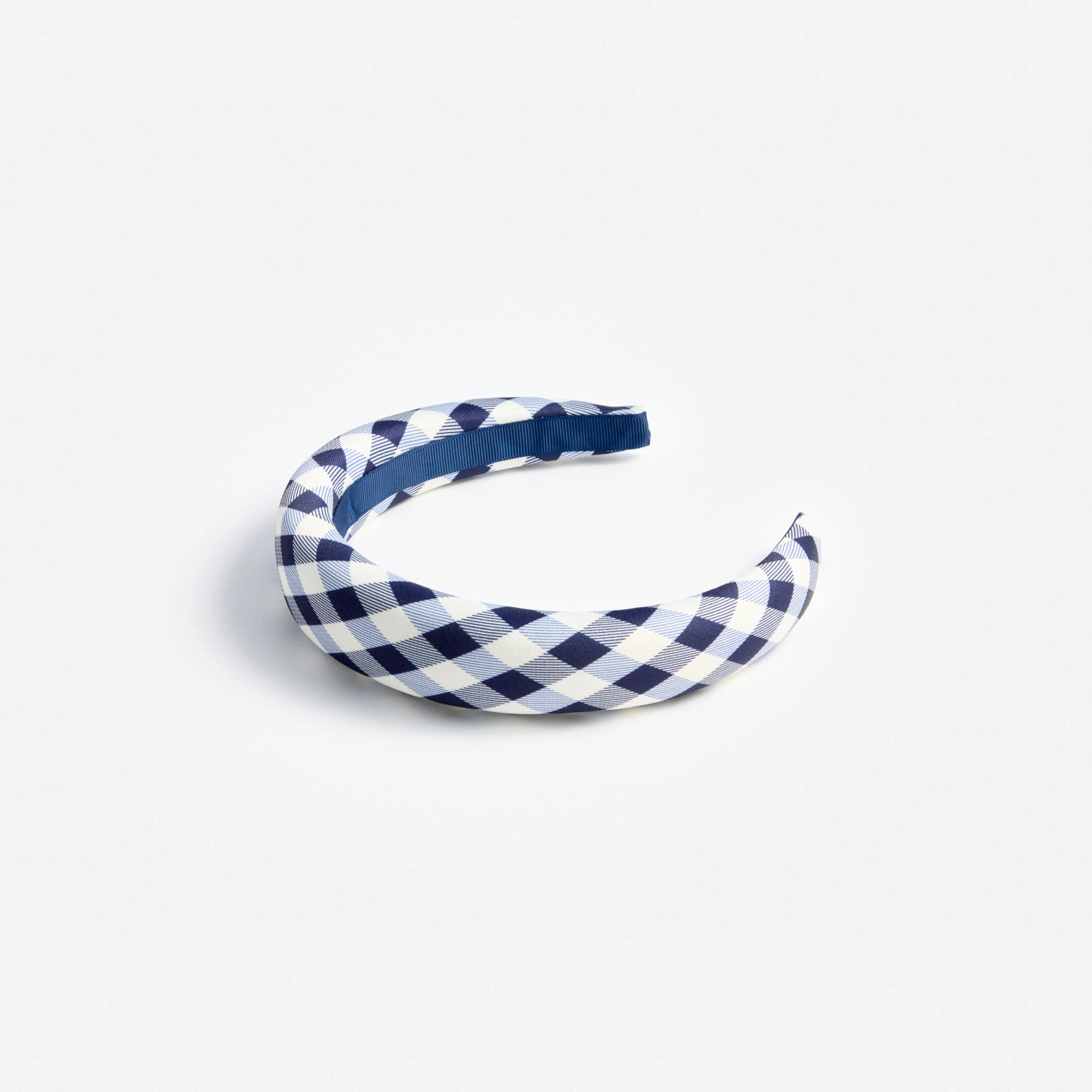 Navy Gingham Taffeta Headband - Image 2