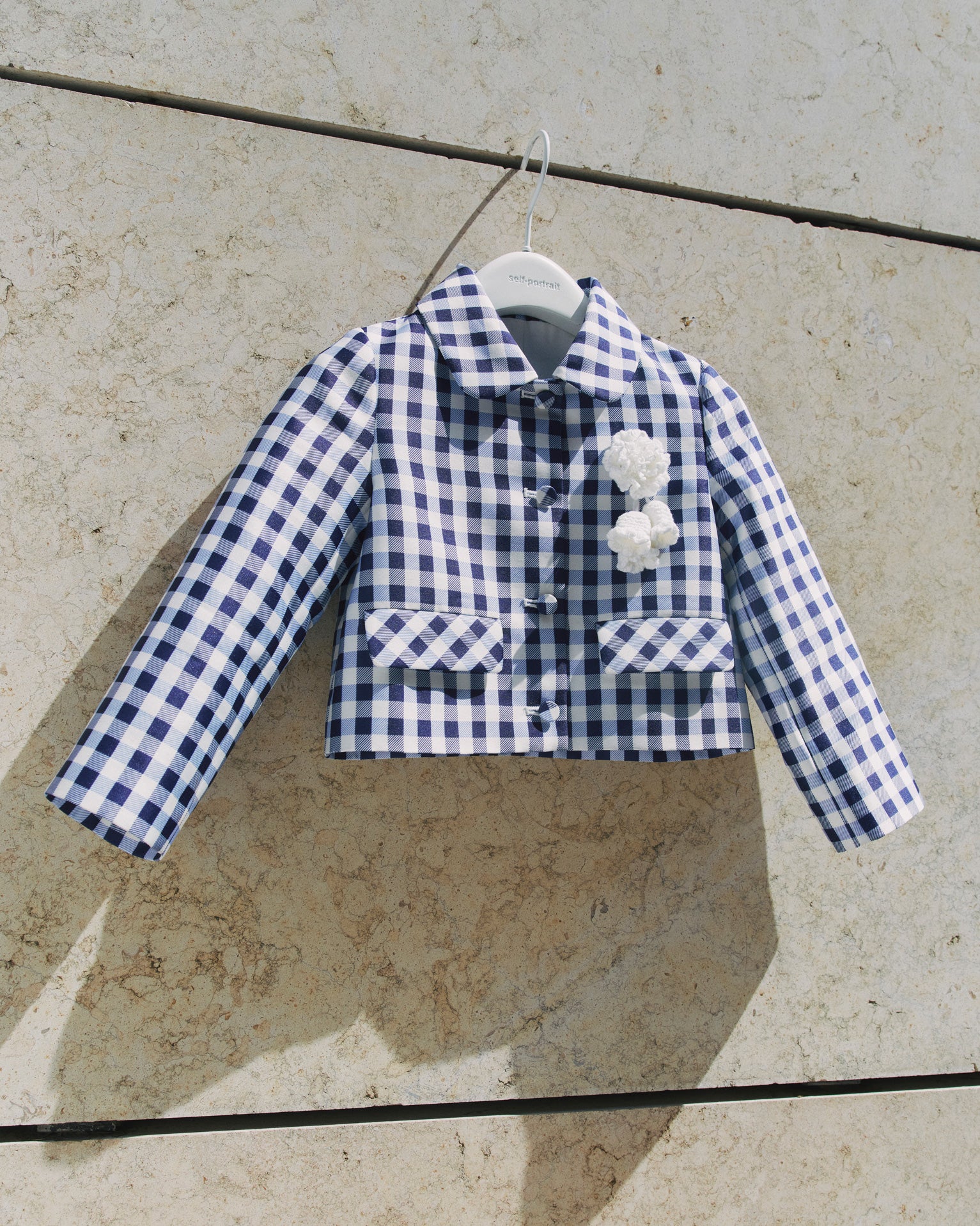 Navy Gingham Taffeta Jacket - Image 3