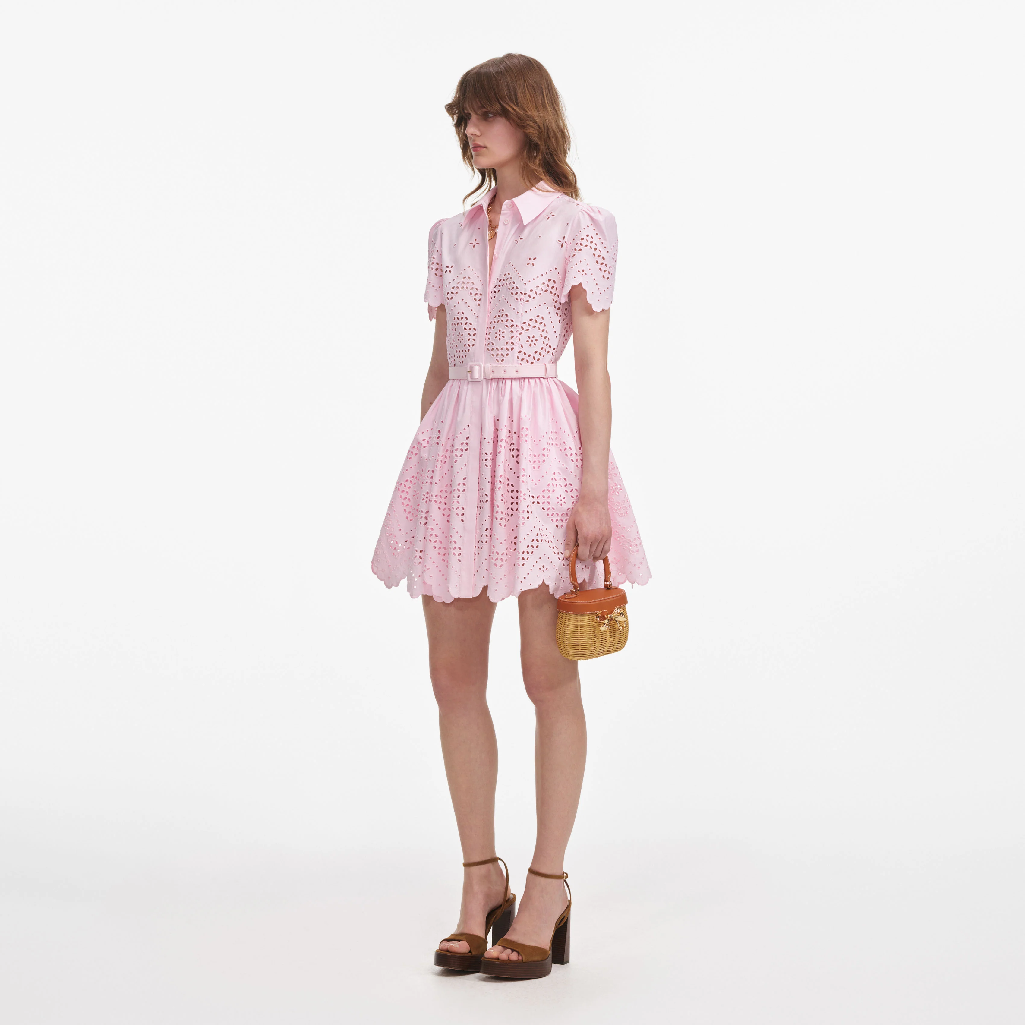 Pink Cotton Broderie Mini Dress - Image 2