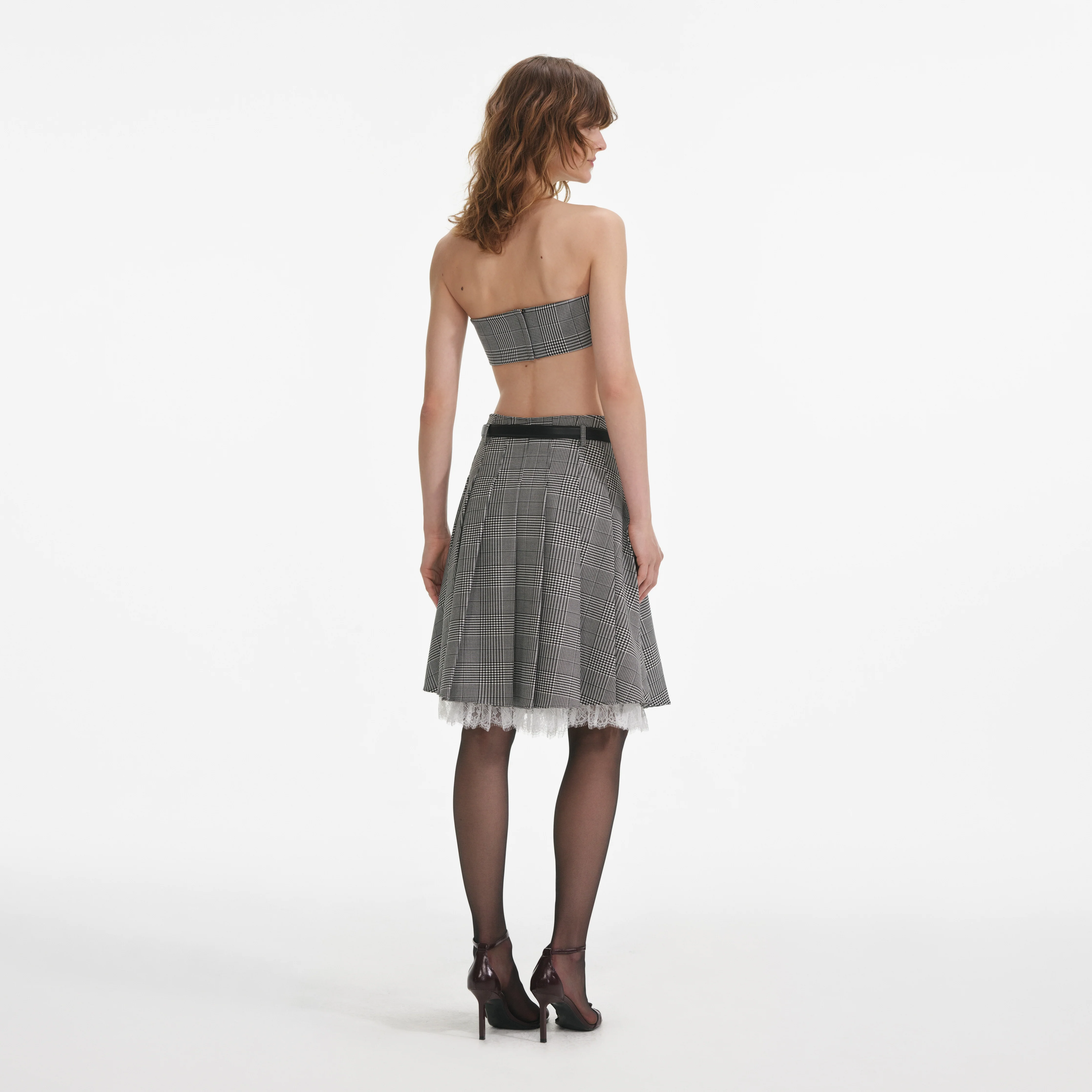 Prince Of Wales Check Pleated Midi Skirt - Image 3
