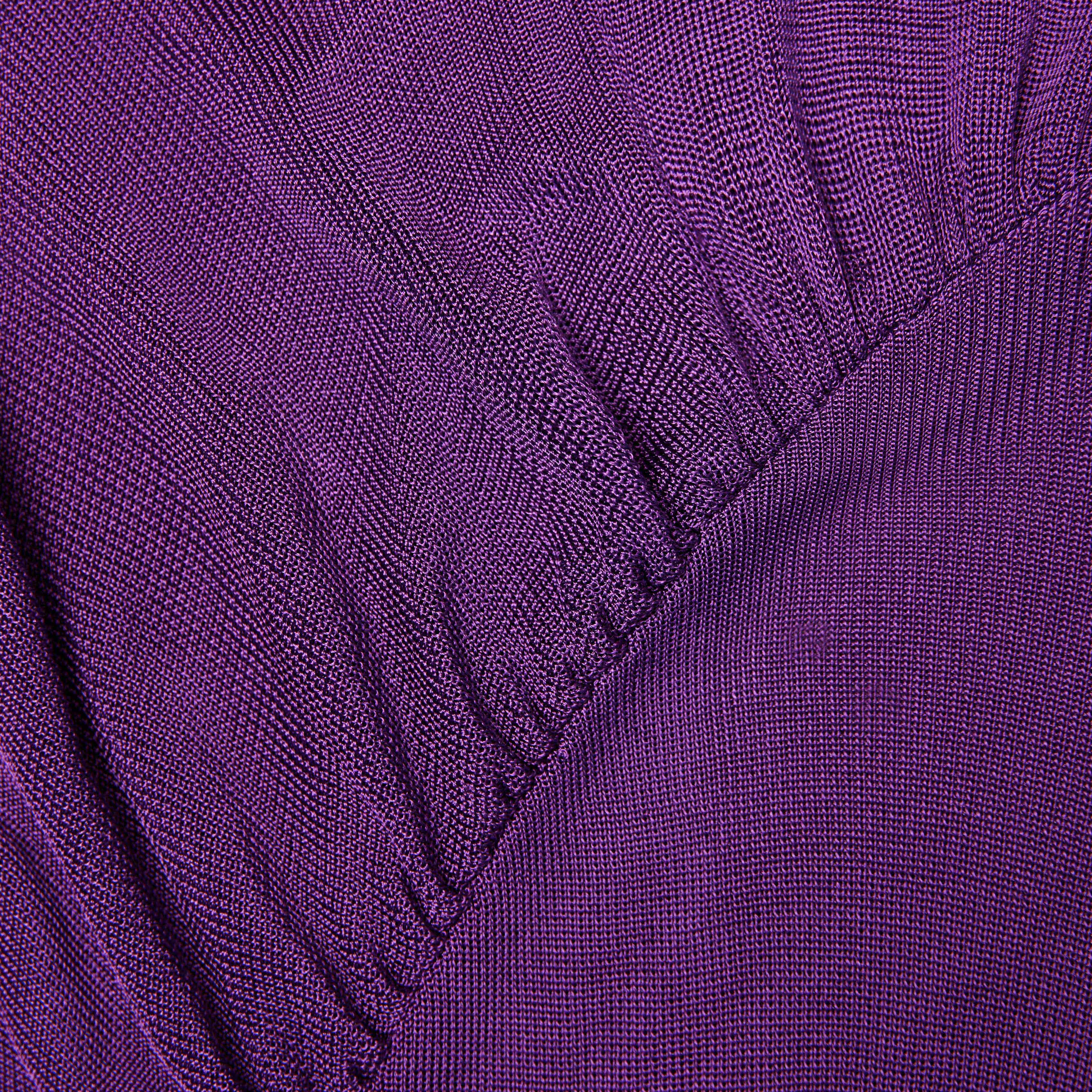 Purple Cut Out Viscose Knit Maxi Dress - Image 5