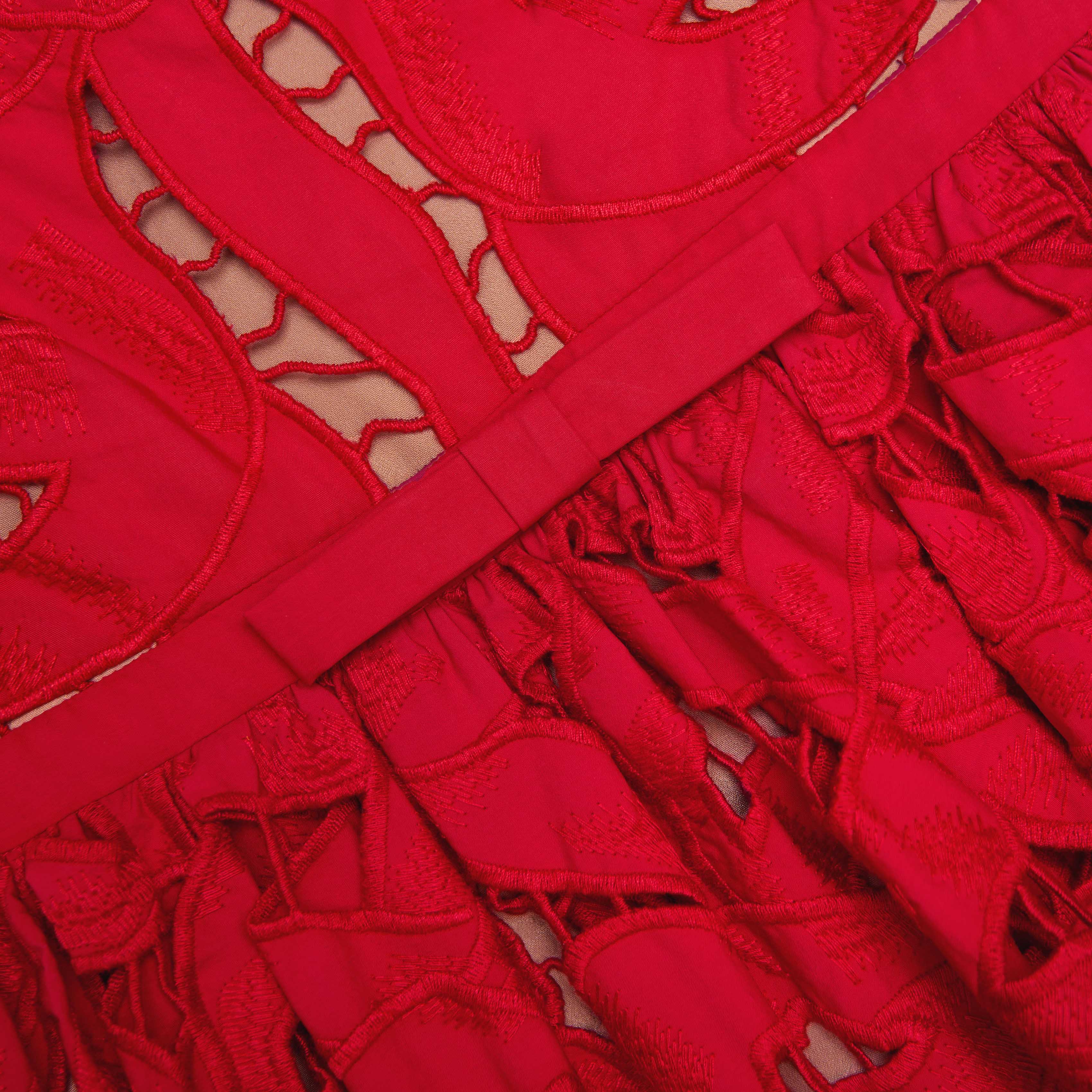 Red Bow Embroidered Midi Dress - Image 5