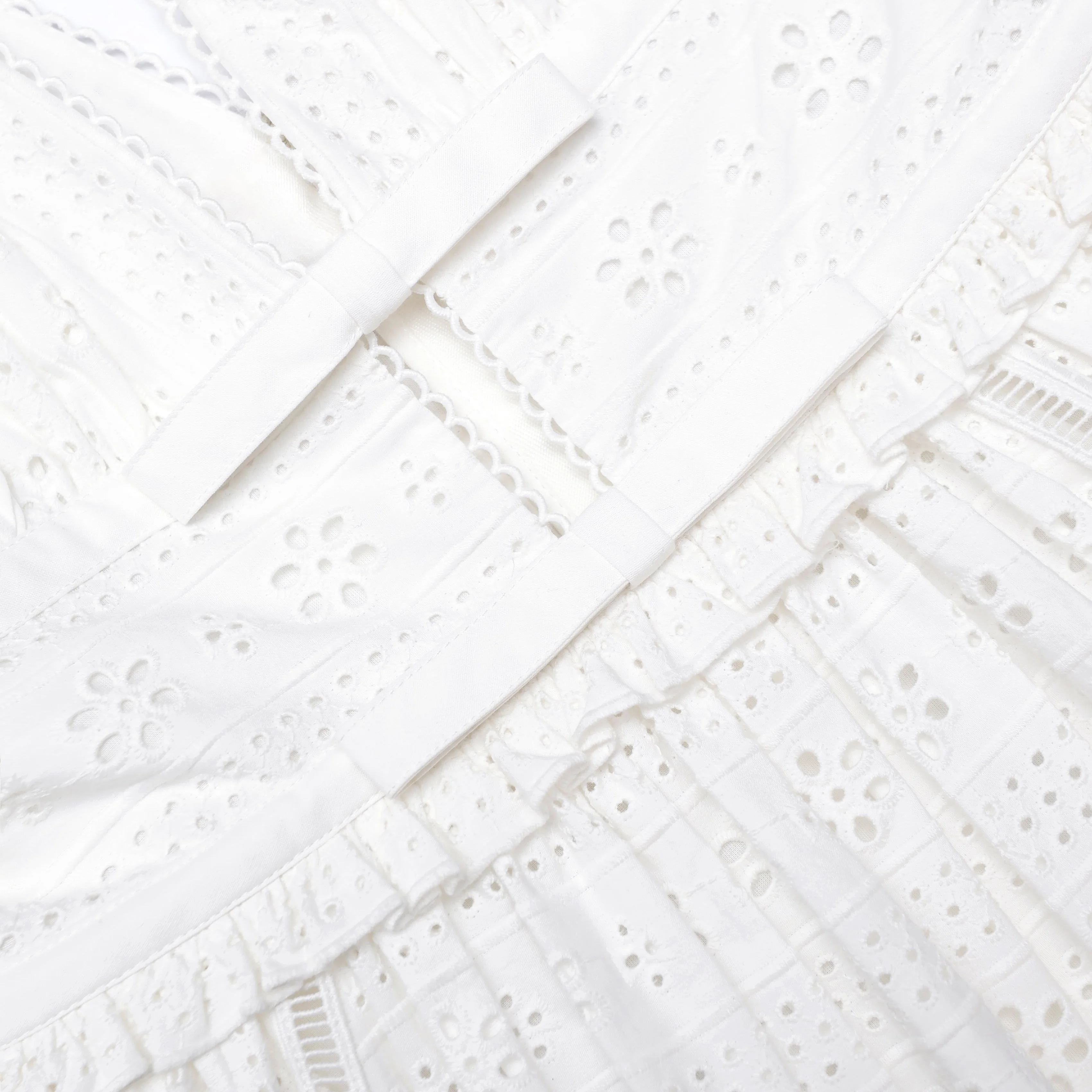 White Cotton Broderie Midi Dress - Image 5